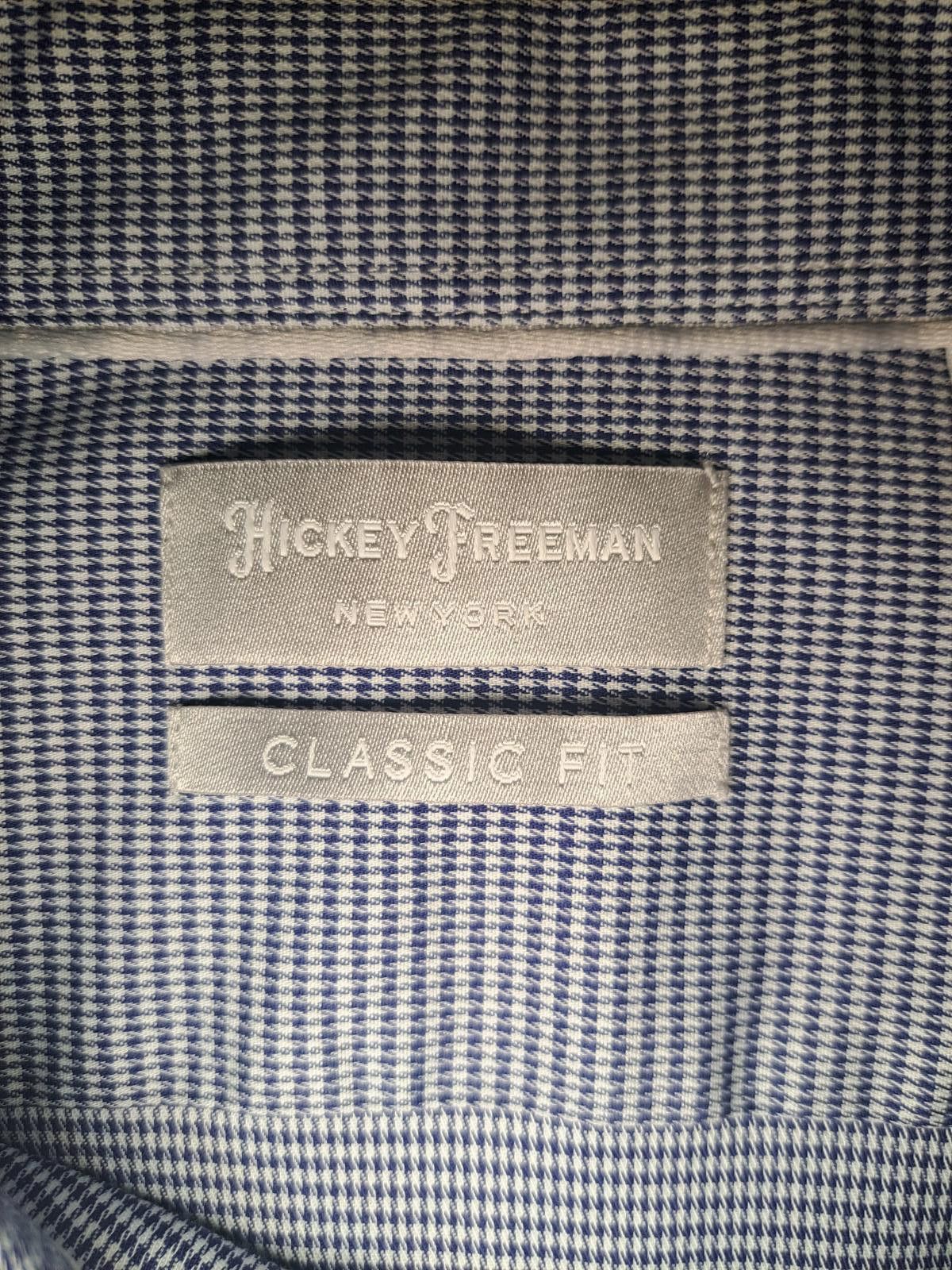 Hickey Freeman Hickey Freeman Dress Shirt 15/15.5-34/35 Blue Houndstooth Size 38R - 2 Thumbnail