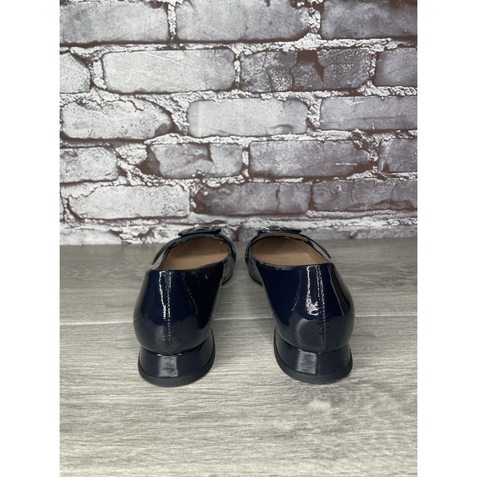 Whistles Whistles Navy Blue Patent Buckle Strap Pumps Block Heels Wo Size US 5.5 / IT 35.5 - 5 Thumbnail
