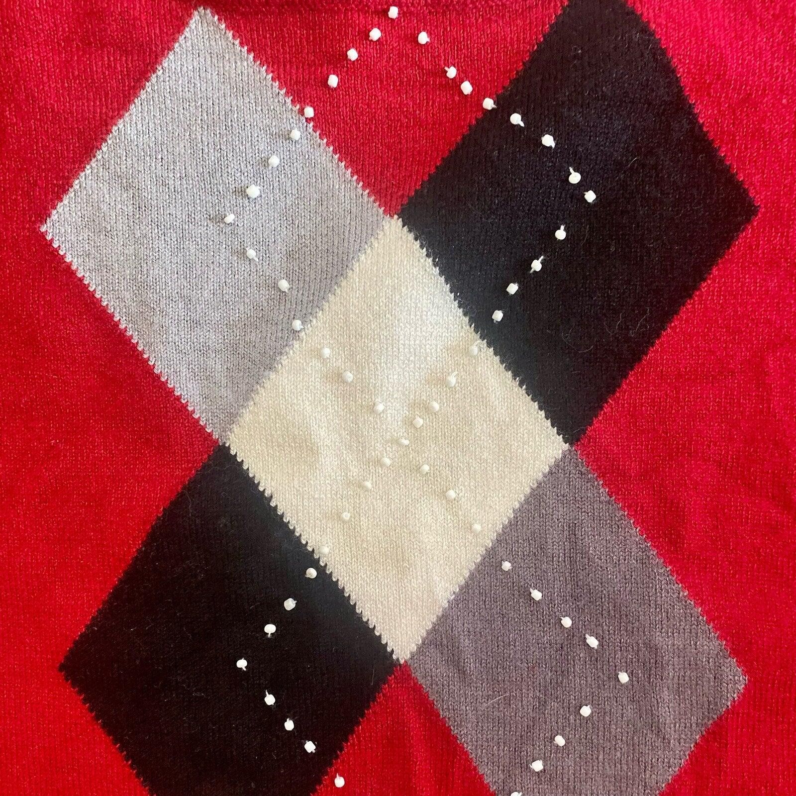 Other Alfred Dunner Red Diamond Beaded Blouse Top Womens Large Size L / US 10 / IT 46 - 5 Thumbnail