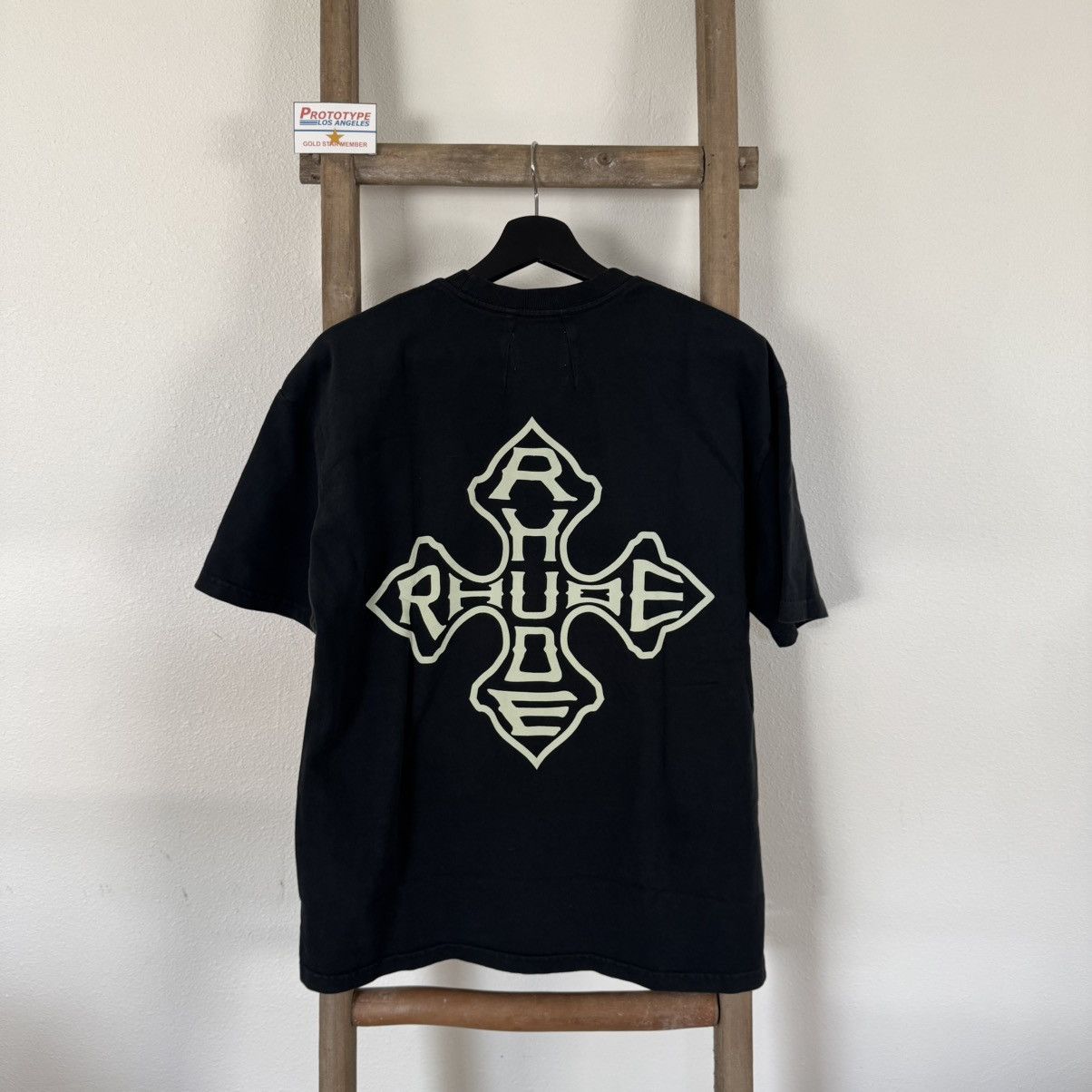 Rhude RHUDE Cross Vintage Black Tee S Size US S / EU 44-46 / 1 - 5 Thumbnail