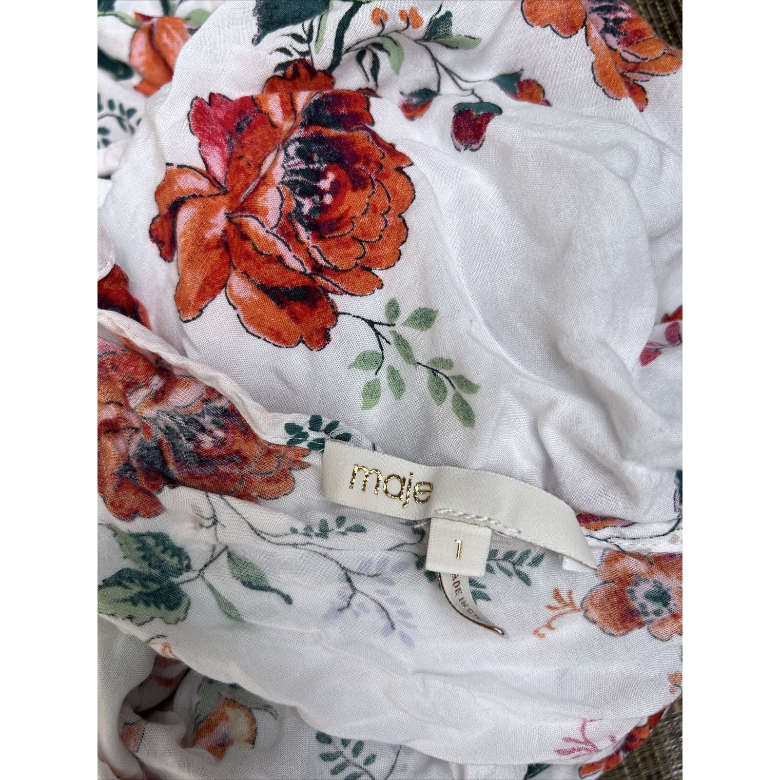 Maje MAJE Flower Print Mini Dress size S white Y2K poppy A000268 Size S / US 4 / IT 40 - 10 Thumbnail