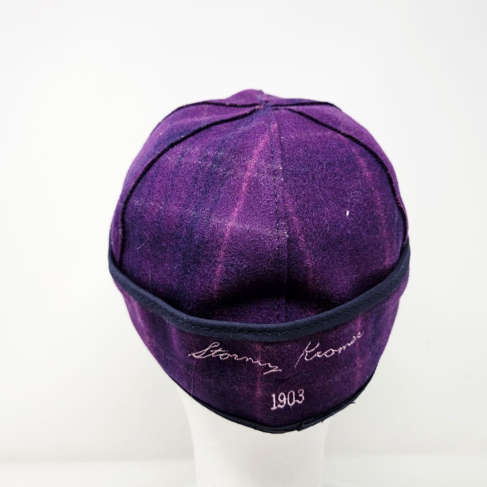 Vintage Stormy Kromer Hat Cap Fitted Womens 6 7/8 Purple Plaid Wool Lined USA Winter Cap Size ONE SIZE - 4 Thumbnail