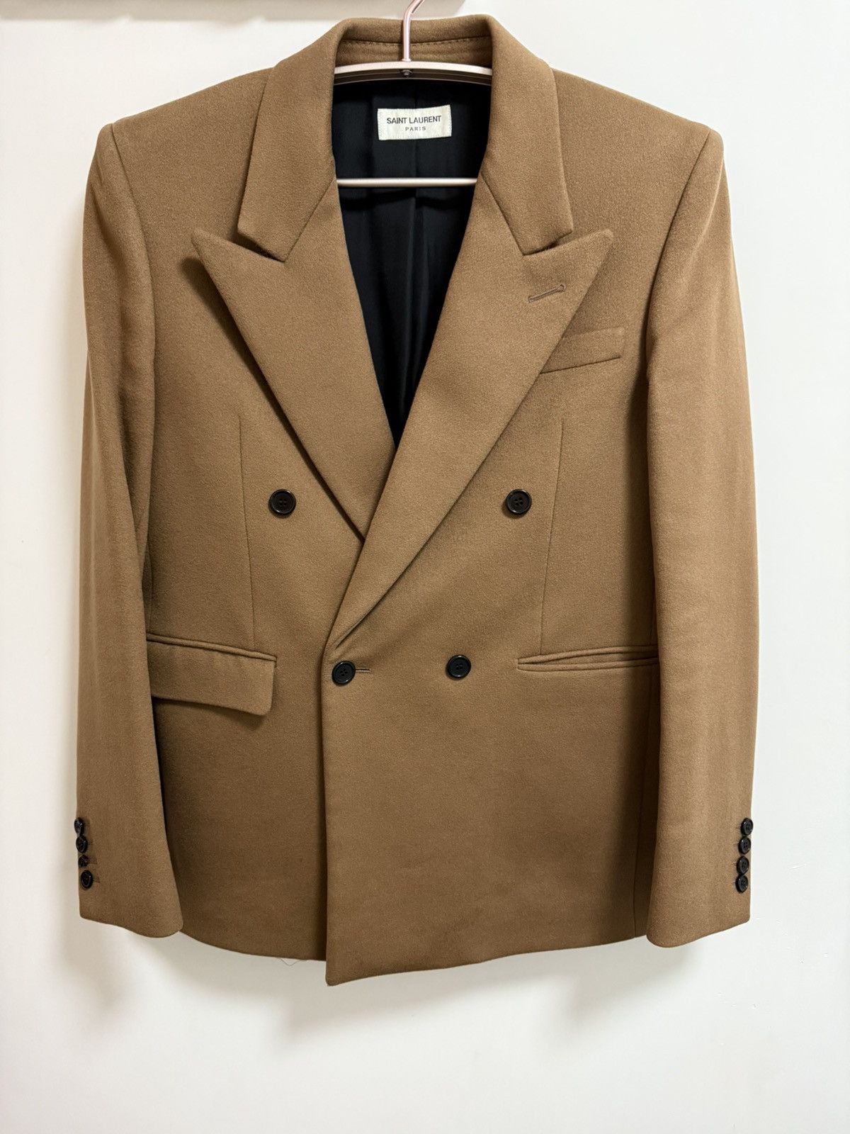 Saint Laurent Paris Saint Laurent camel brown wool double breasted jacket 46 Size 46R - 2 Thumbnail
