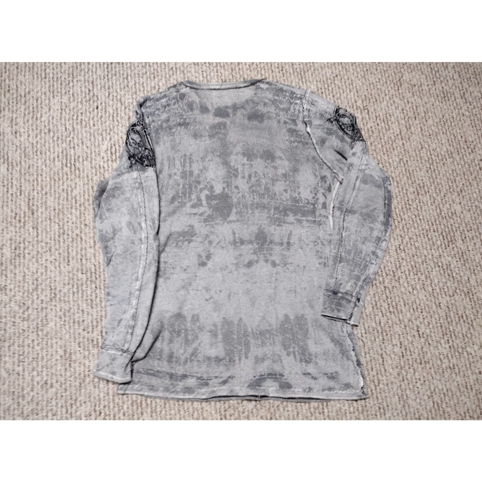 Affliction Affliction T-Shirt Long Sleeve Reversible Gray XL Men Crew Neck 100% Cotton Cross Wings Distressed Size US L / EU 52-54 / 3 - 2 Thumbnail