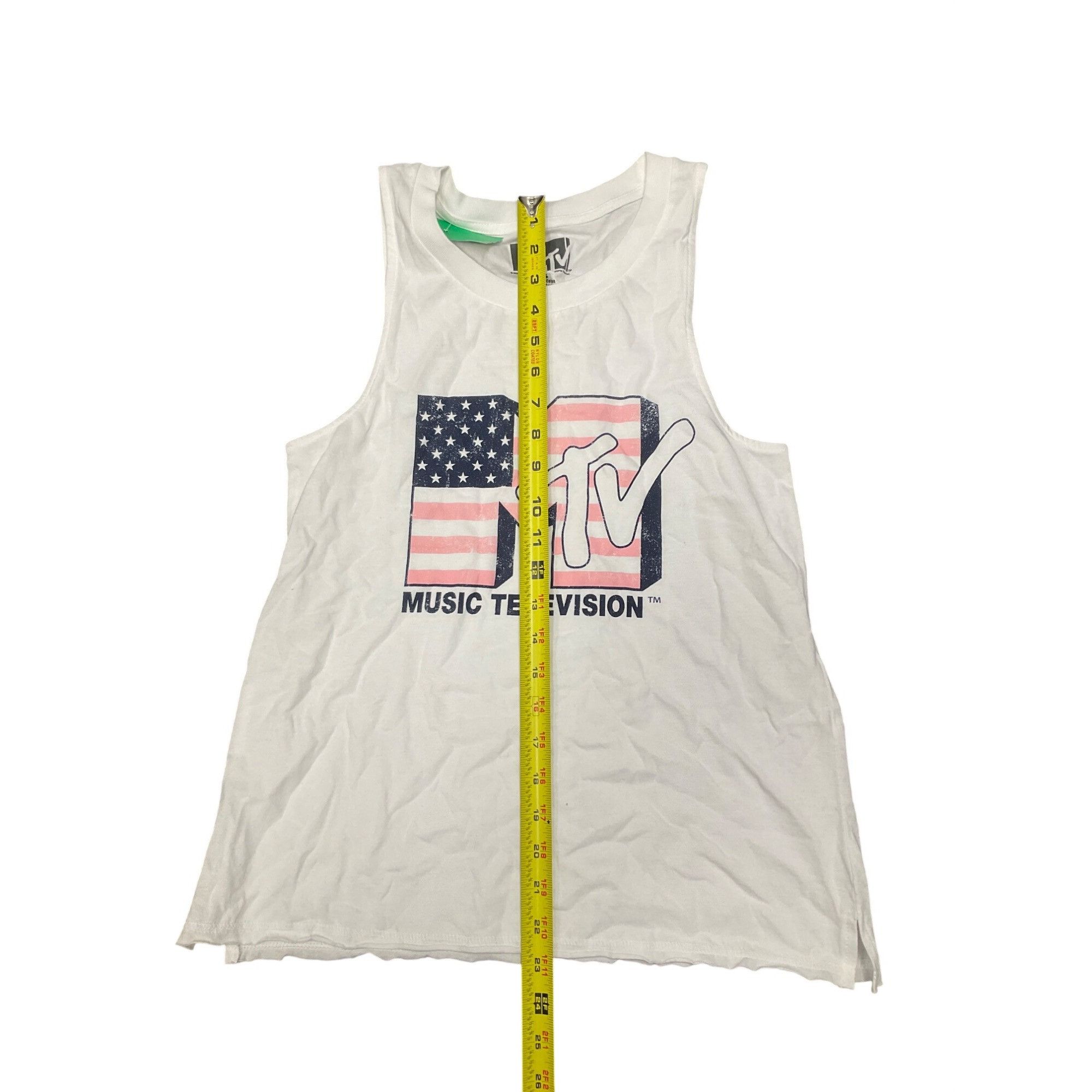 Mtv MTV Retro Sleeveless Tank Top S White Cotton Americana Flag Size S / US 4 / IT 40 - 3 Thumbnail