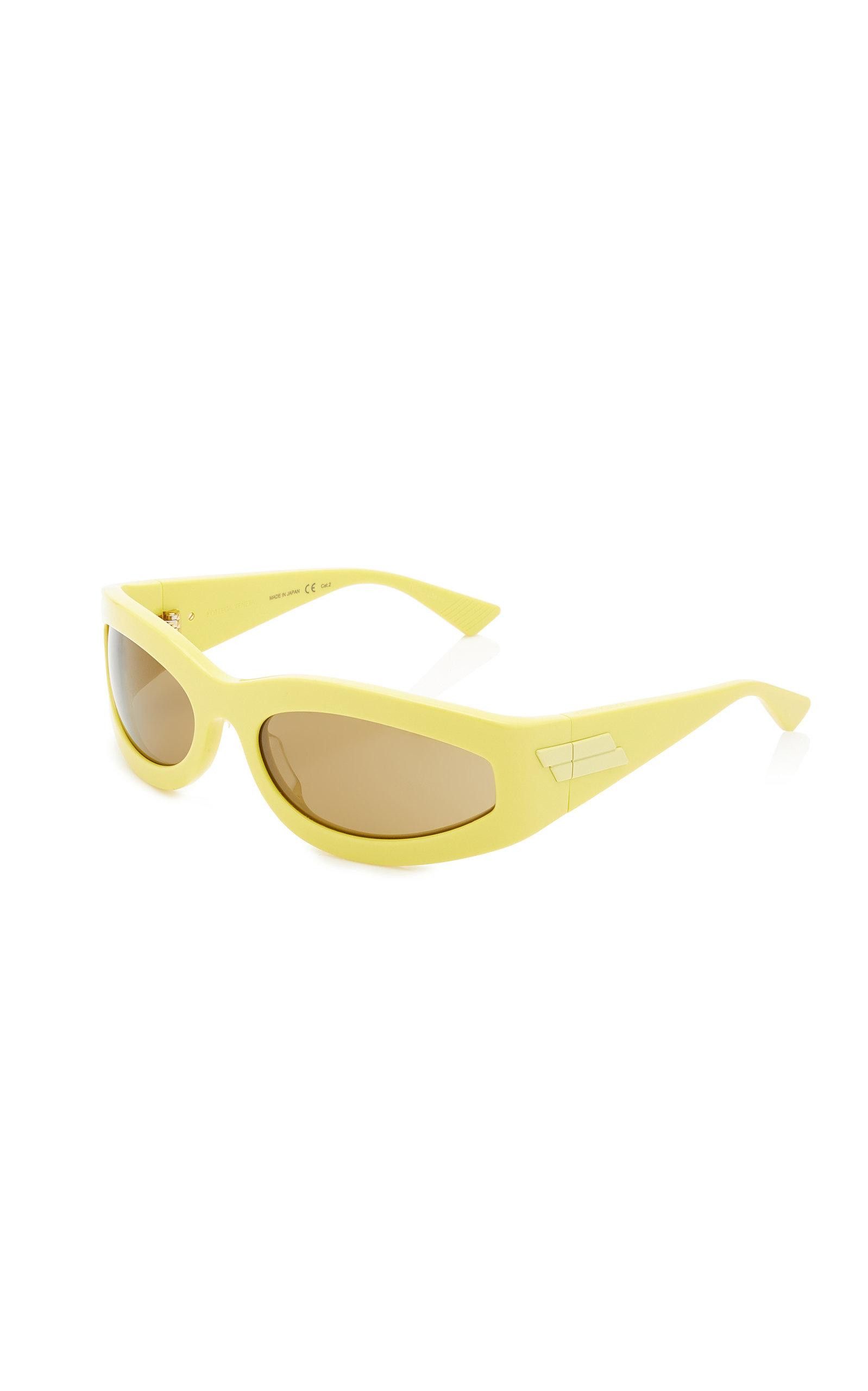 image of Bottega Veneta Yellow Oval Acetate Sunglasses, Men's