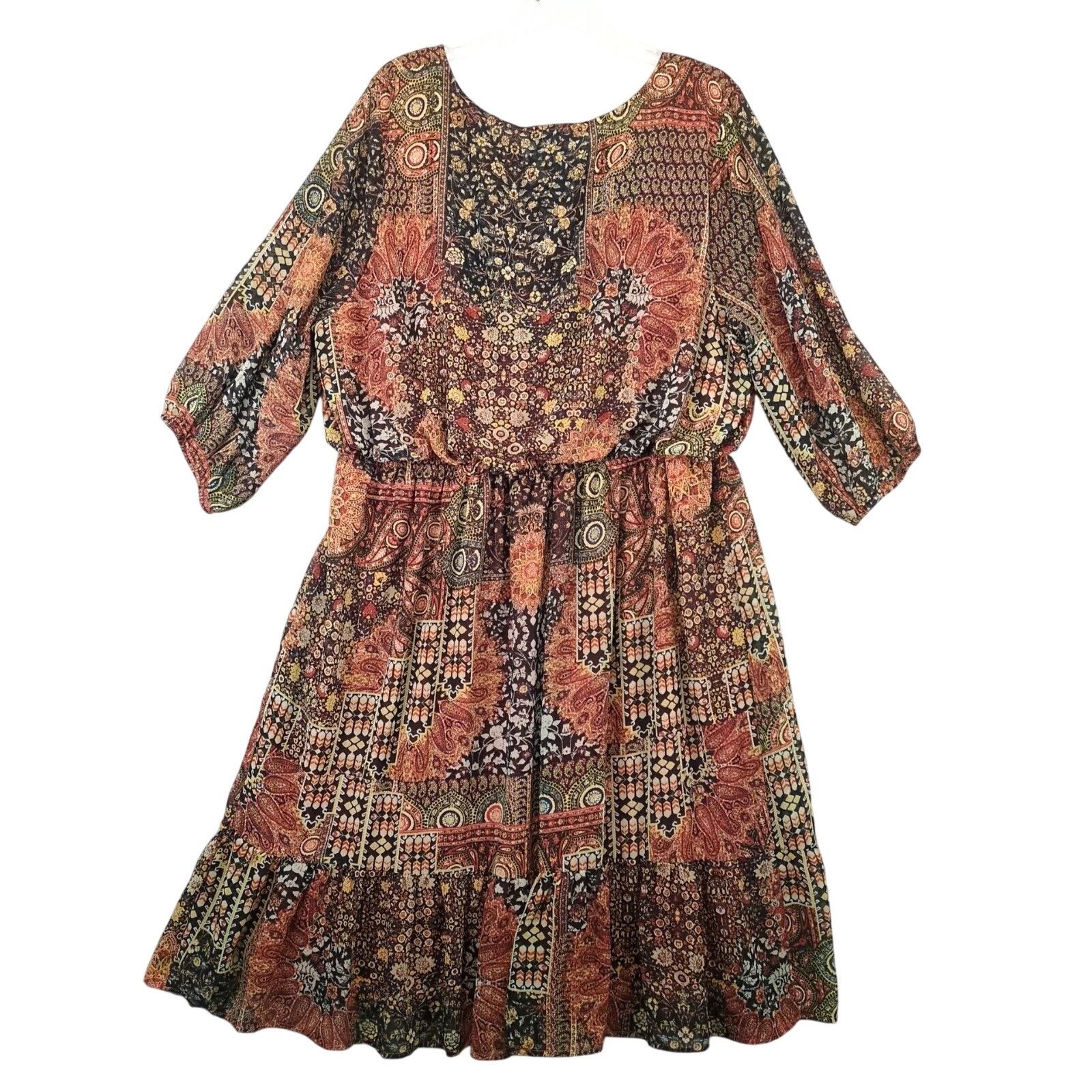 Other Style & Co Sheer Paisley Blouson Midi Dress Plus Size 3X Size 3XL / US 20-22 - 3 Thumbnail