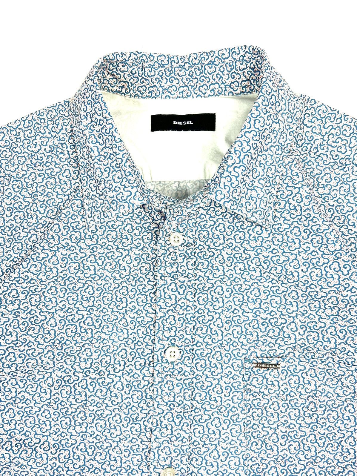 Diesel Diesel Button-Up Shirt Blue Abstract Cloud Print Vintage Xl Size US XL / EU 56 / 4 - 8 Thumbnail