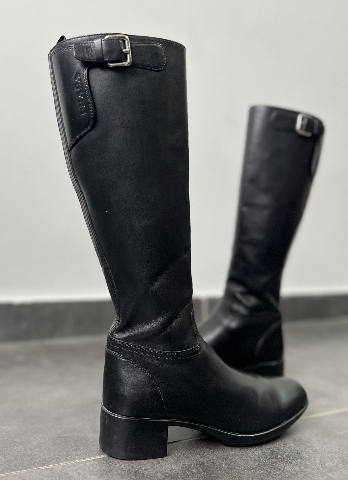 Prada PRADA Boots Logo Belt Biker Moto Zip Shoes Vintage Size US 8 / IT 38 - 1 Thumbnail