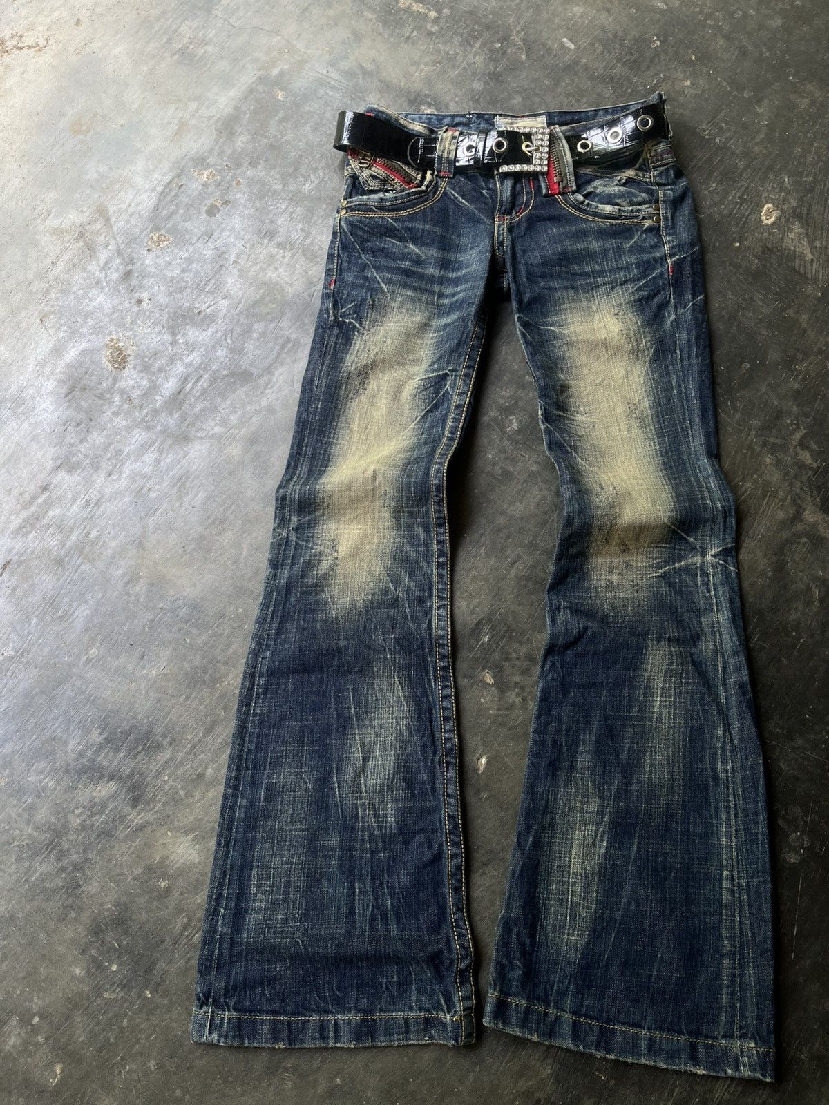 14th Addiction 💀Y2k Washet Lolita Flared Jeans💀 Size 28" / US 6 / IT 42 - 5 Thumbnail