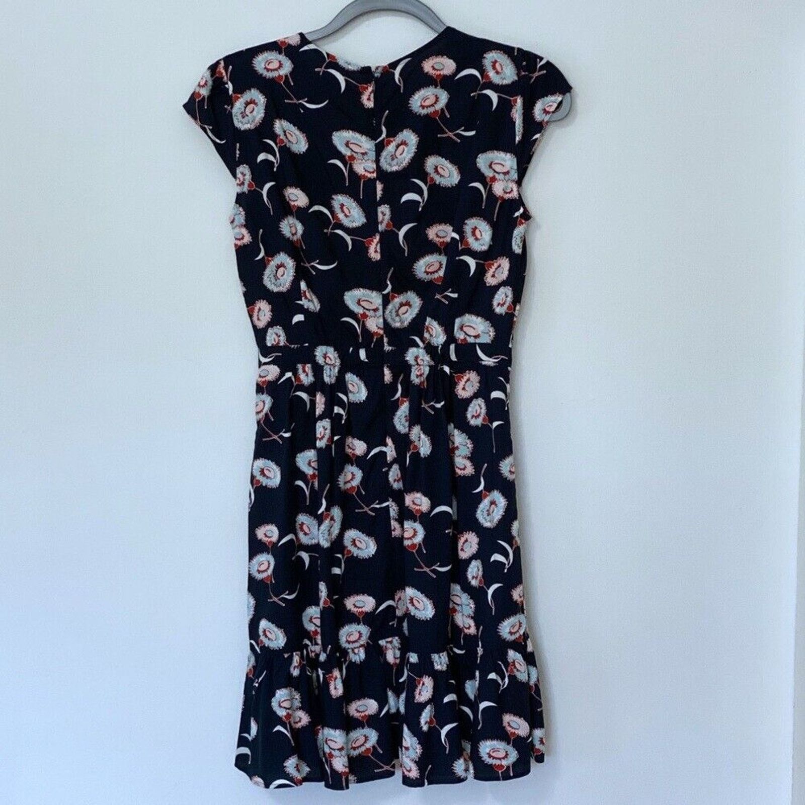 J.Crew J Crew Mercantile Navy Rust Faux Wrap Ruffle Mini Dress 00 Size XXS / US 00 / IT 34 - 3 Thumbnail