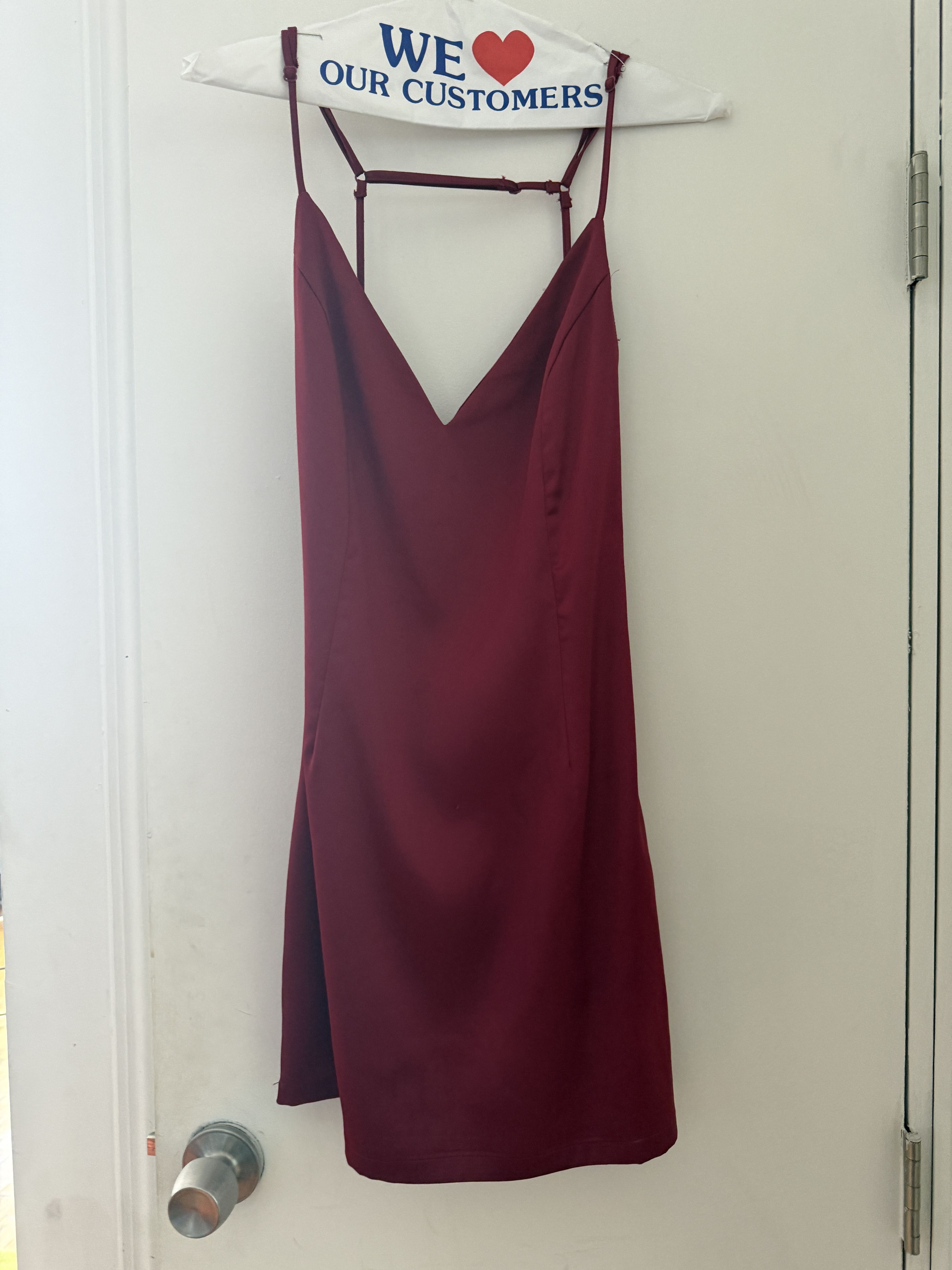 Other 90s Burgundy Open Back Mini Dress Size XS / US 0-2 / IT 36-38 - 1 Thumbnail