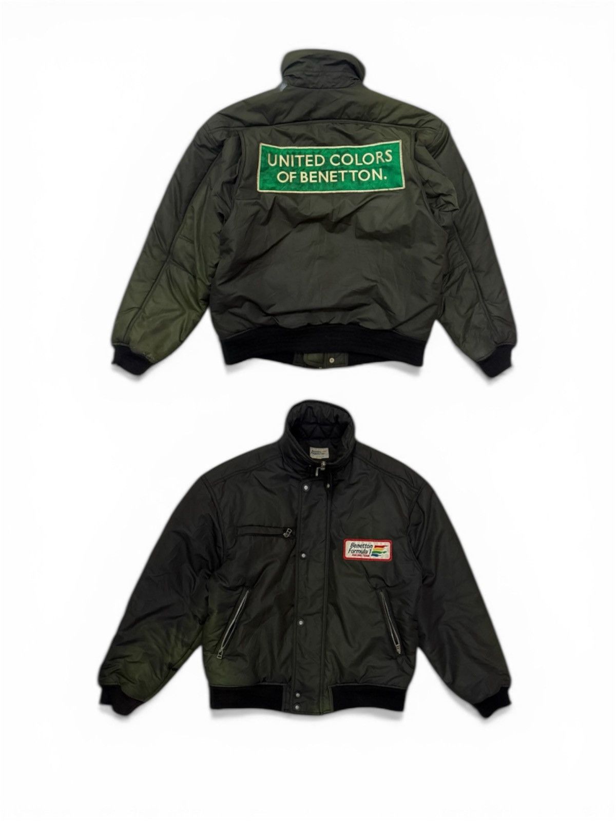 United Colors Of Benetton 90’s UCOB Big Logo Bomber Distress Jacket Size US M / EU 48-50 / 2 - 1 Thumbnail