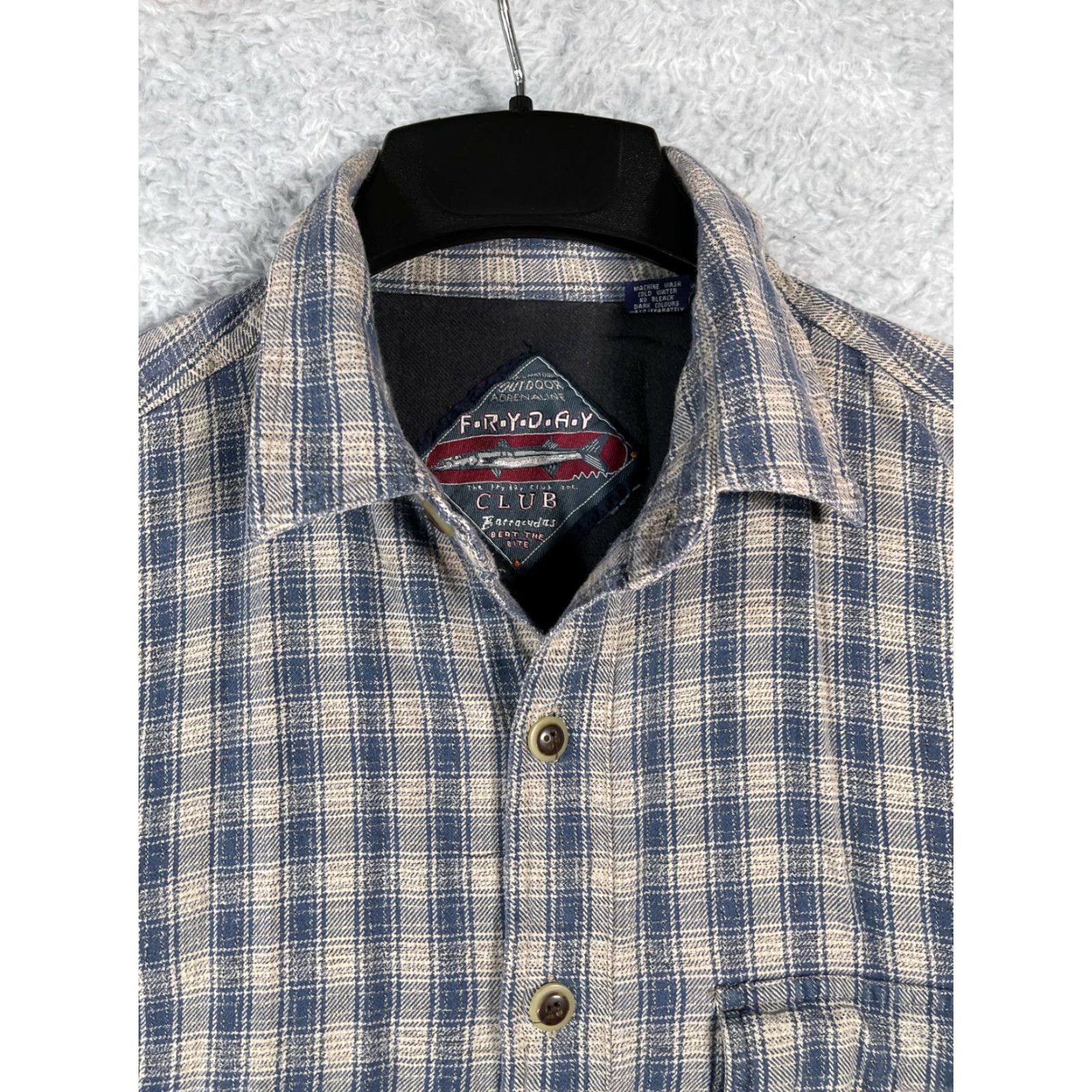 Barracuda Fryday Club Shirt Men’s Button-Up Blue 100% Cotton L/S Plaid Angler Fishing Button-Down with Pockets Size US L / EU 52-54 / 3 - 4 Thumbnail