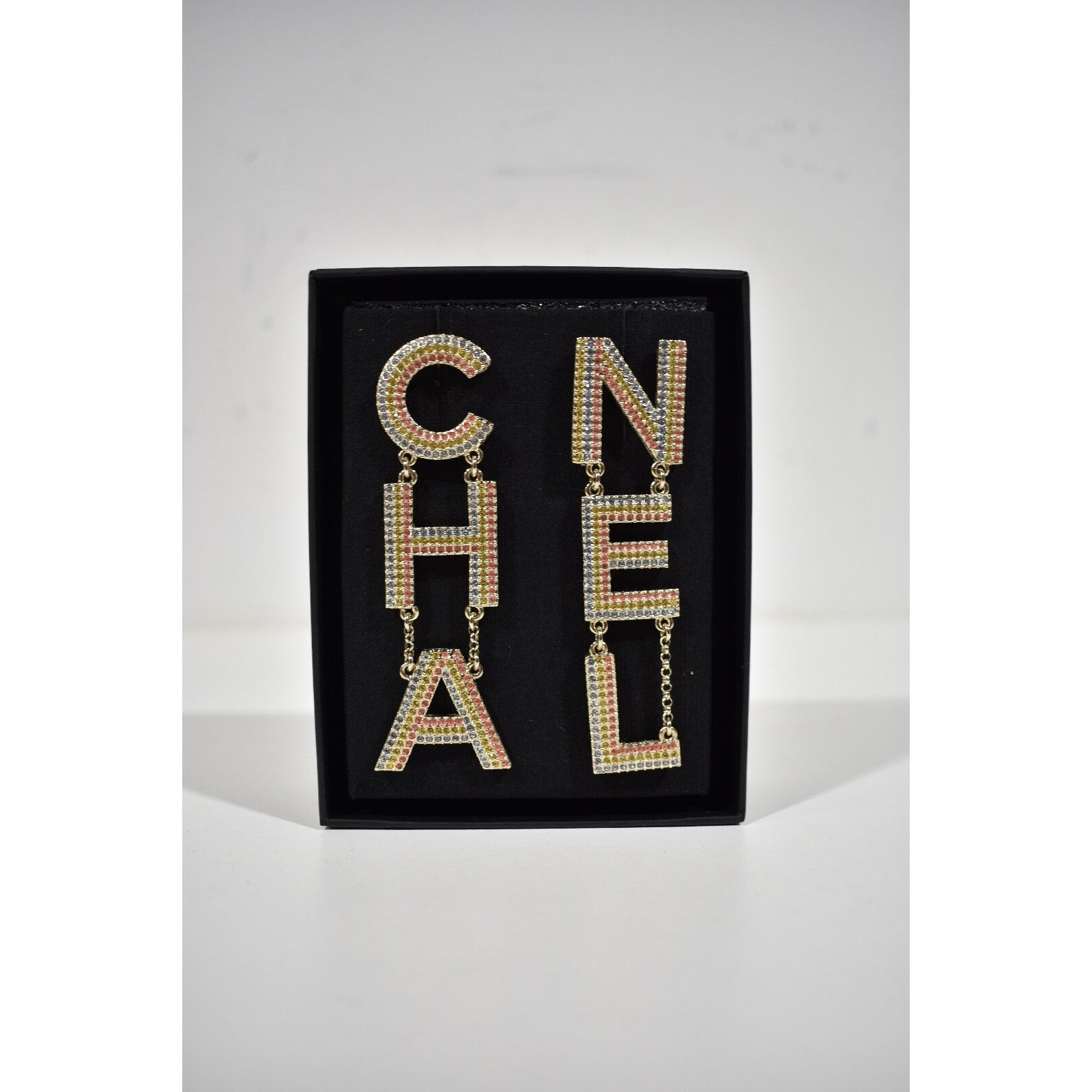 Chanel Chanel Gold Letter Logo Large Dangle Drop Statement Earrings Size ONE SIZE - 2 Thumbnail