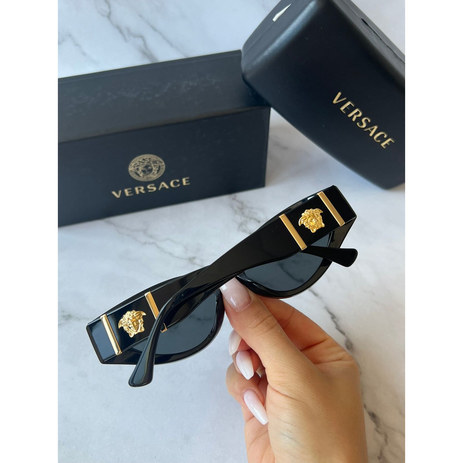 Versace Versace VE4454 Cat Eye Sunglasses in Black Size ONE SIZE - 5 Thumbnail