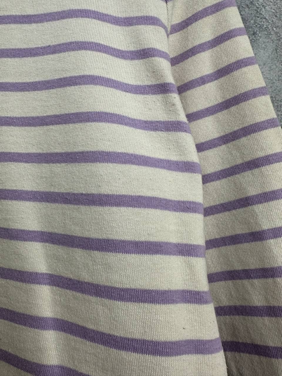 Sezane Sezane Colette Mariniere Ecru / Lilac Organic Cotton T-Shirt Size XS / US 0-2 / IT 36-38 - 10 Thumbnail