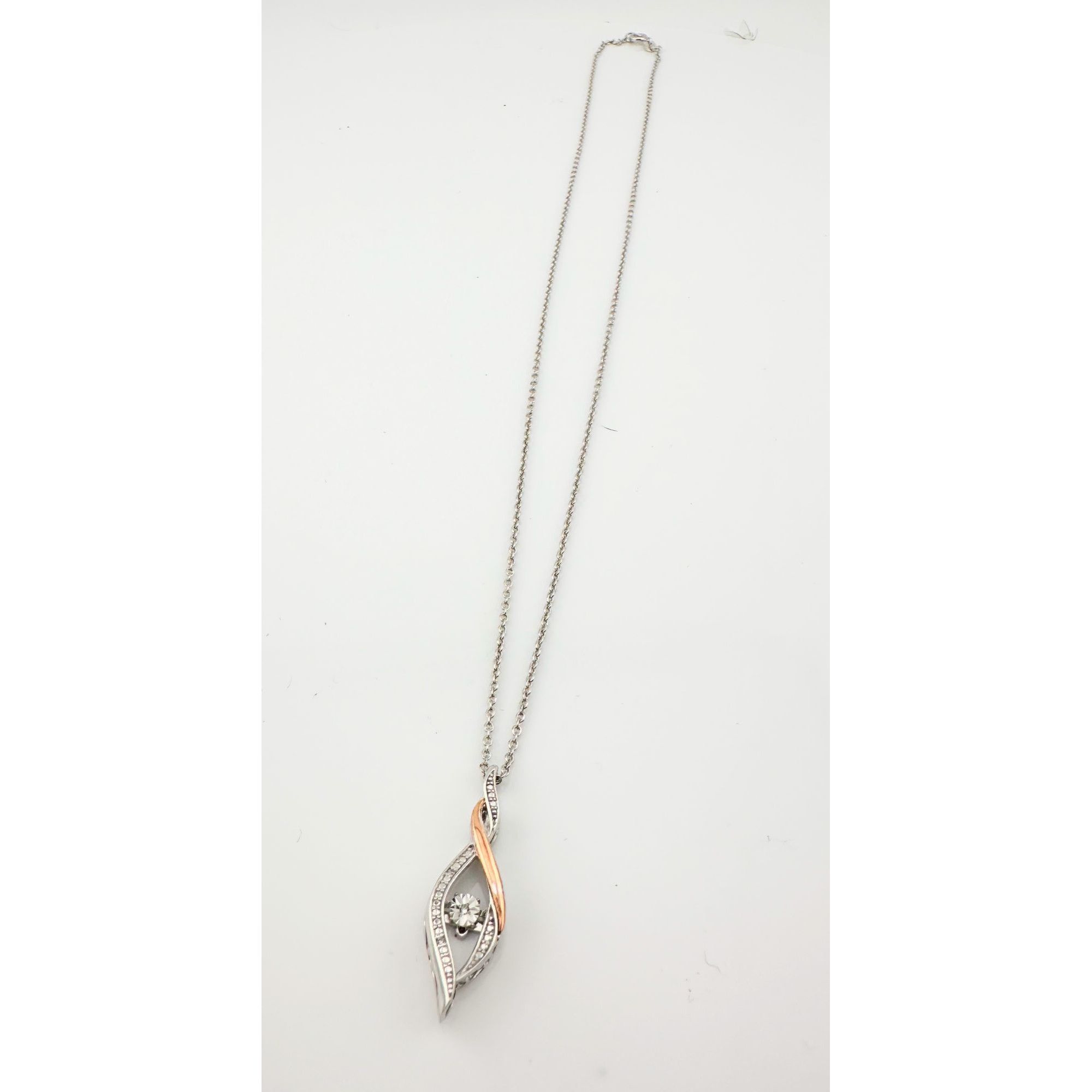 Other Twisted 10kt Rose Gold & Sterling Silver Diamond Necklace Size ONE SIZE - 4 Thumbnail