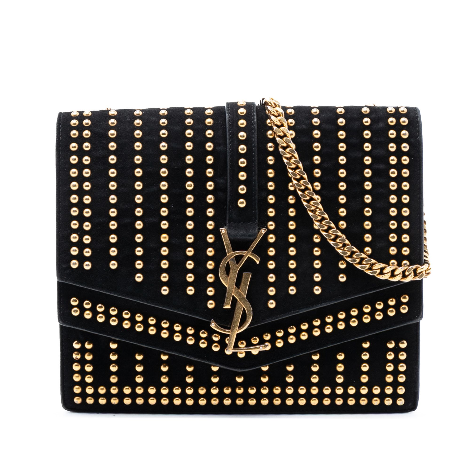 Yves Saint Laurent Yves Saint Laurent Medium Studded Suede Monogram Sulpice Crossbody Size ONE SIZE - 1 Thumbnail