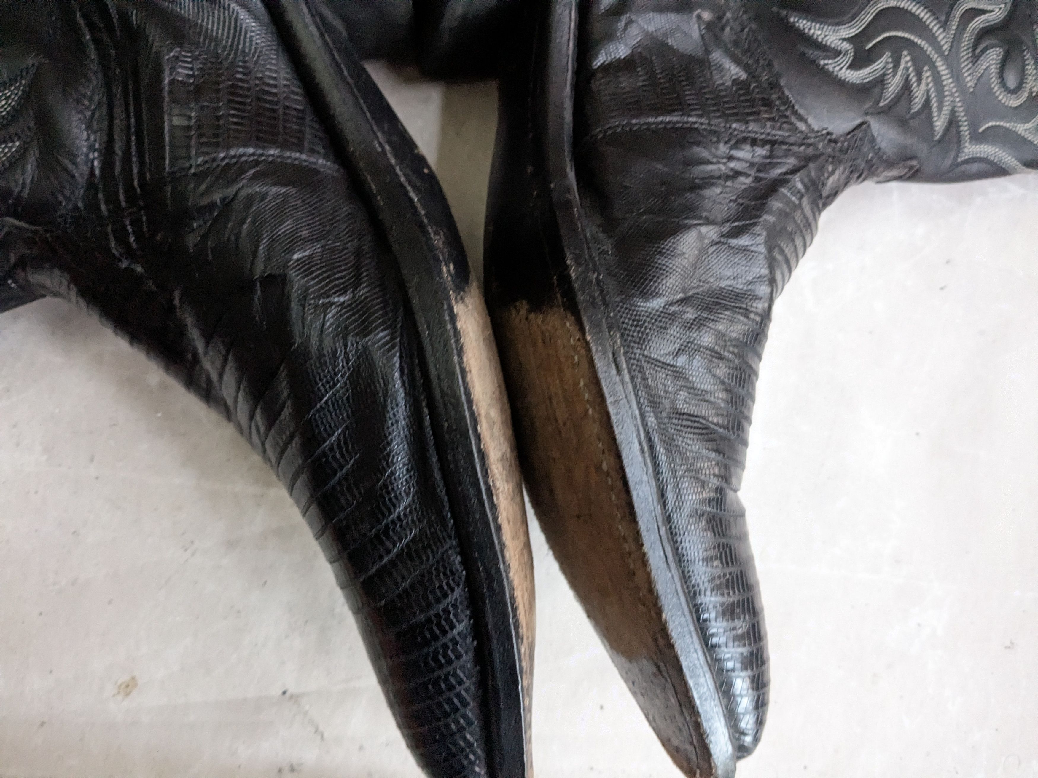 Genuine Leather Code West Cowboy Boots Black Lizard Leather 10.5 M Size US 10.5 / EU 43-44 - 8 Thumbnail