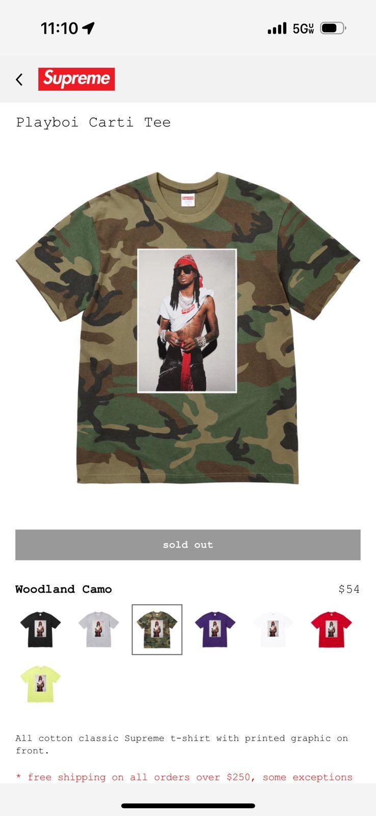 Supreme x Playboi Carti FW25 Photo 'Camo' Tee