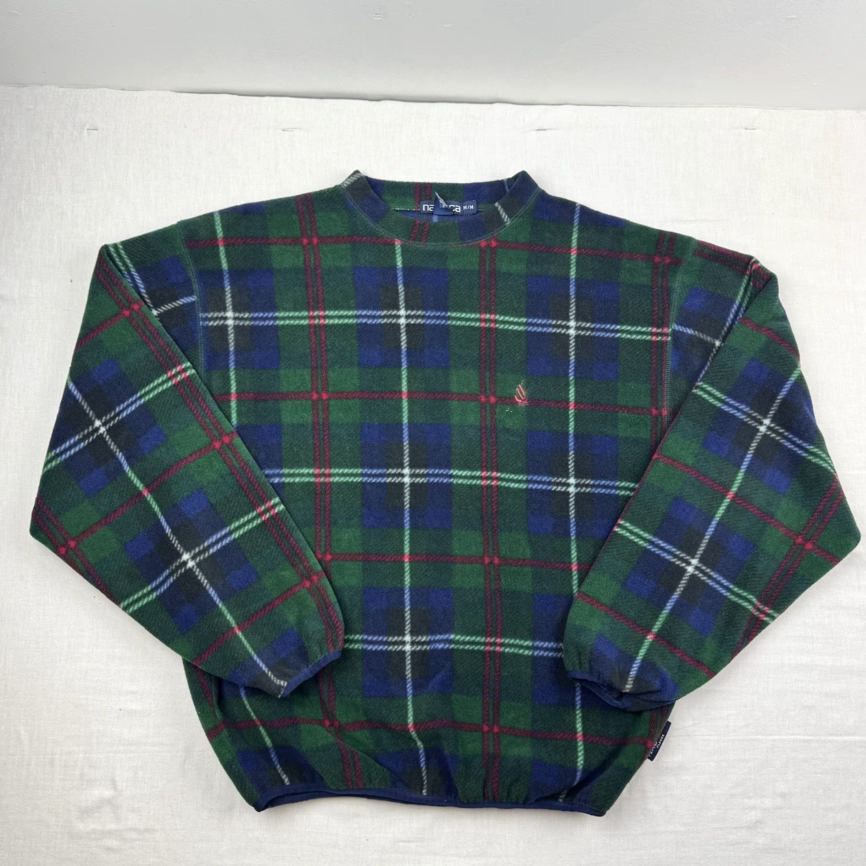Nautica VINTAGE Nautica Fleece Pullover Jacket Mens Adult Medium Plaid 90s Green Nautica Size US M / EU 48-50 / 2 - 2 Thumbnail