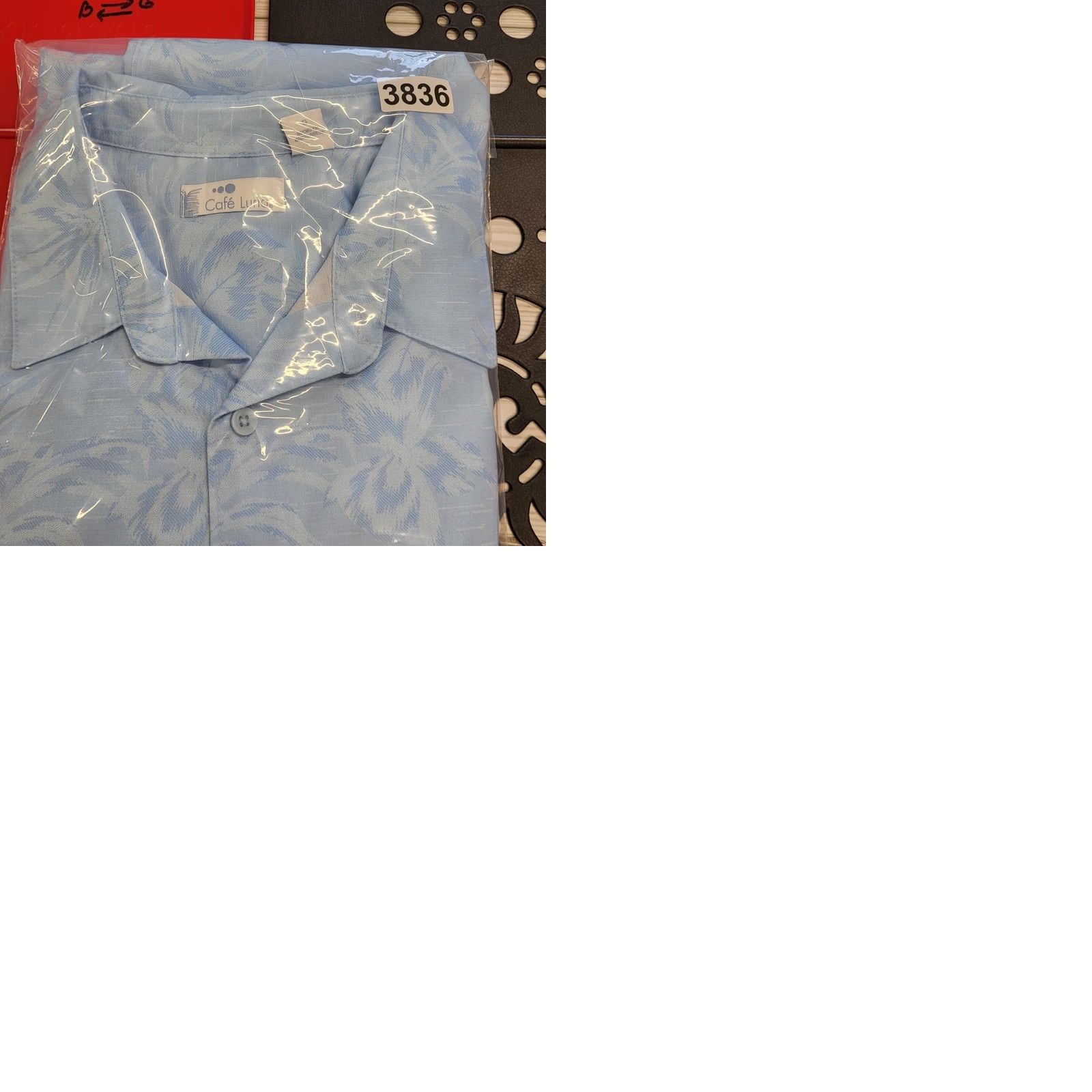 Vintage Cafe Luna Hawaiian Shirt Mens L Button-Up Short Sleeve Blue Palm Trees Size US L / EU 52-54 / 3 - 10 Thumbnail