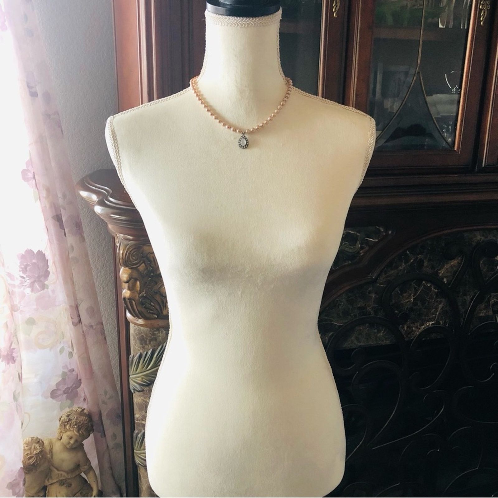 Handmade Handcrafted repurpose teardrop halo Pearl necklace Size ONE SIZE - 6 Thumbnail