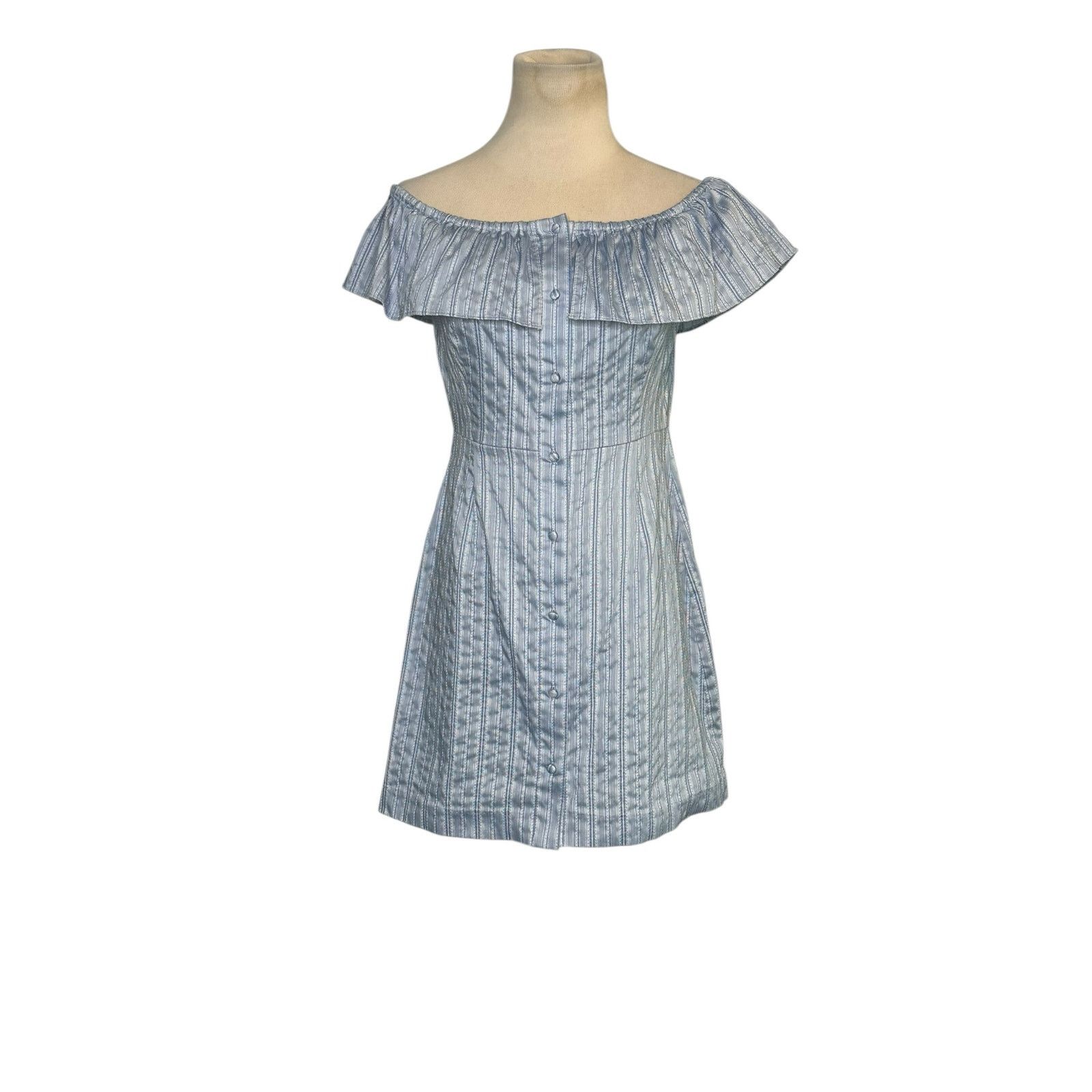 INTERMIX Intermix Ella Off the Shoulder Mini Striped Dress Size Small Size S / US 4 / IT 40 - 13 Thumbnail
