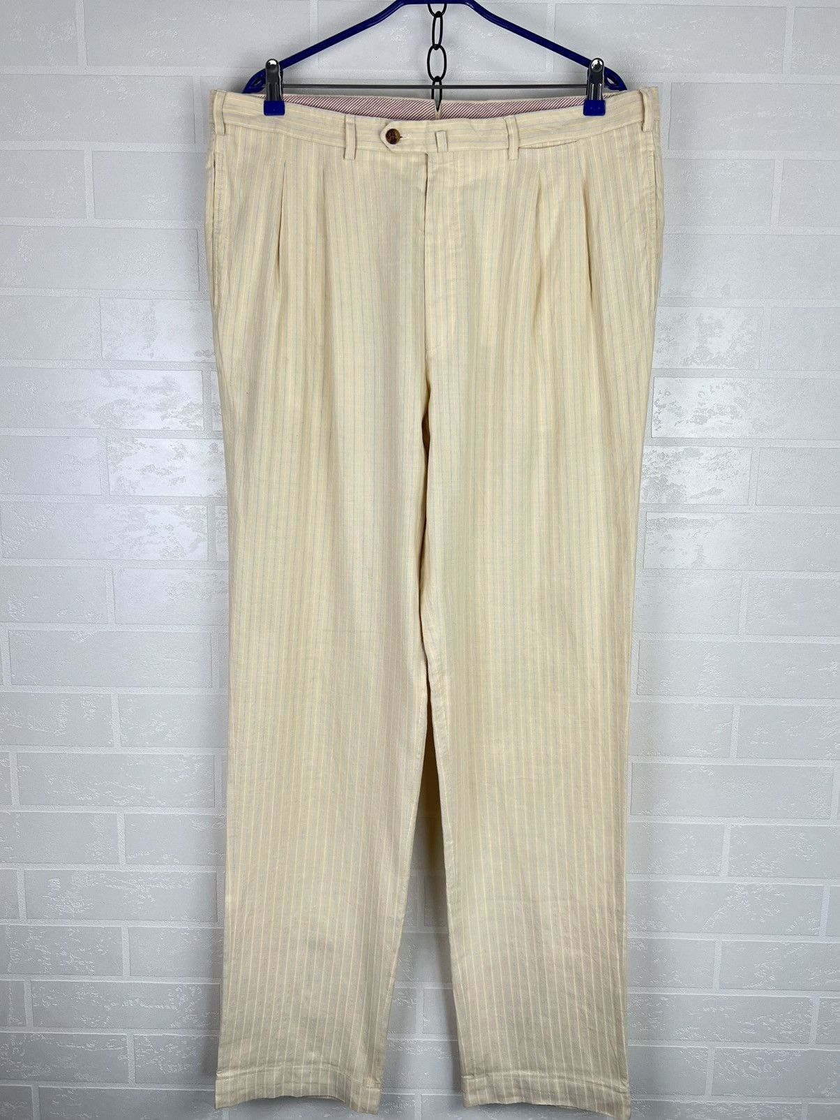 Loro Piana LORO PIANA Pants Chino Trousers Striped Lino Cotton Men's Size US 40 / EU 56 - 1 Thumbnail