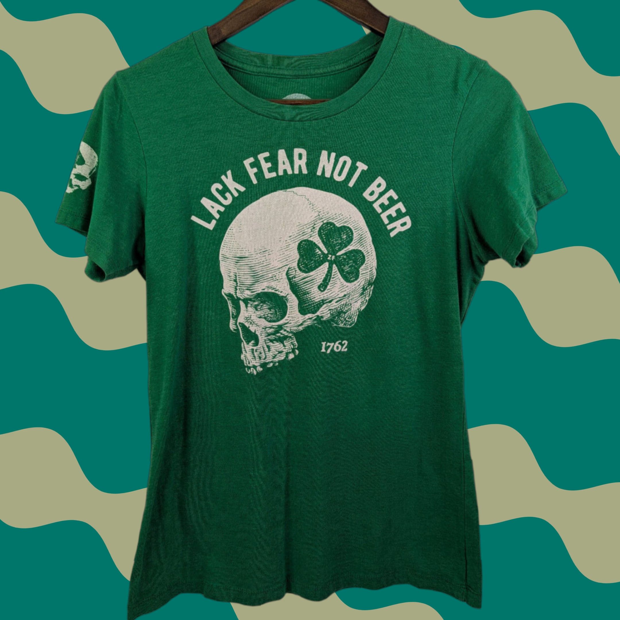 Vintage Wash With Souls Women’s Large Tee Shirt Green Skull Logo Crew Neck T-Shirt Basic Size L / US 10 / IT 46 - 1 Thumbnail