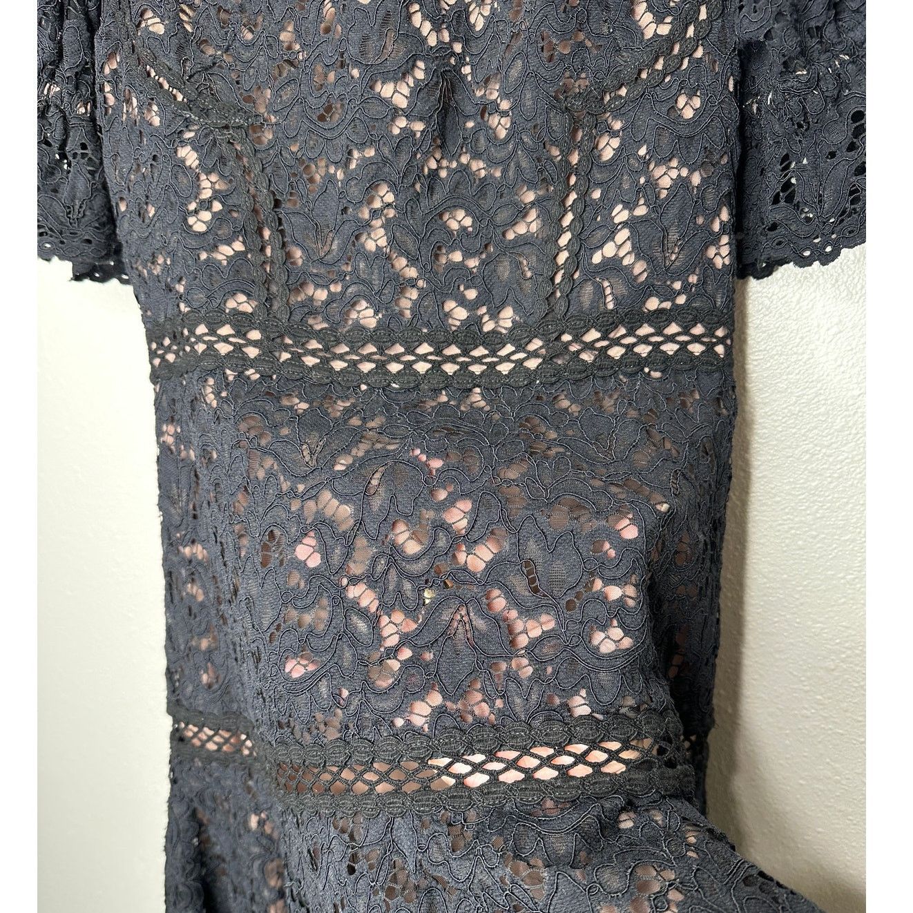 Jonathan Simkhai Jonathan Simkhai Black Eyelet Nude Lining Puff Sleeve Mini 4 Size S / US 4 / IT 40 - 6 Thumbnail