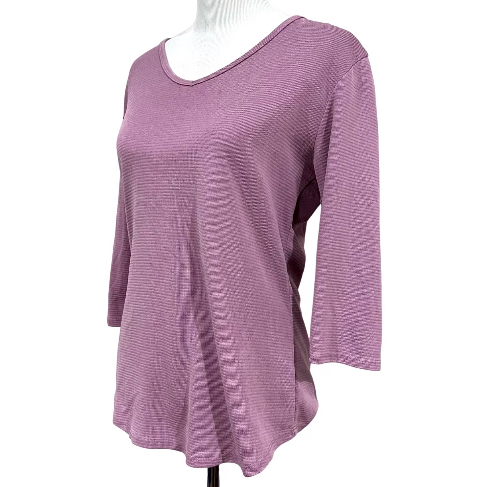 Essentials VINTAGE Seg’ments Essentials Women’s Purple Shirt Long Sleeve V-Neck Sz M Size M / US 6-8 / IT 42-44 - 3 Thumbnail