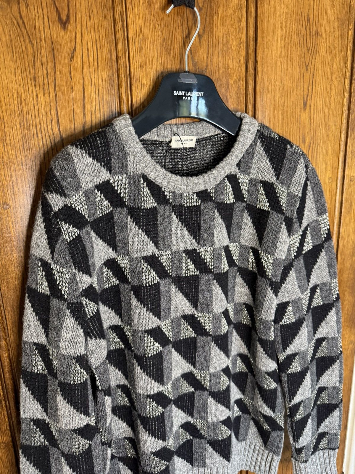Saint Laurent Paris FW15 Grail Saint Laurent geometric metallic sweater Hedi XL Size US XL / EU 56 / 4 - 10 Thumbnail