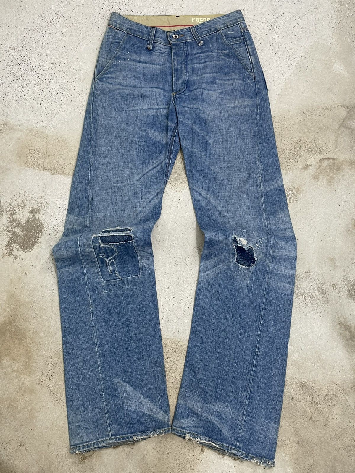 Vintage Vintage 90’s Designer USA Rogan Distressed Patchwork Denim Size US 29 - 1 Thumbnail