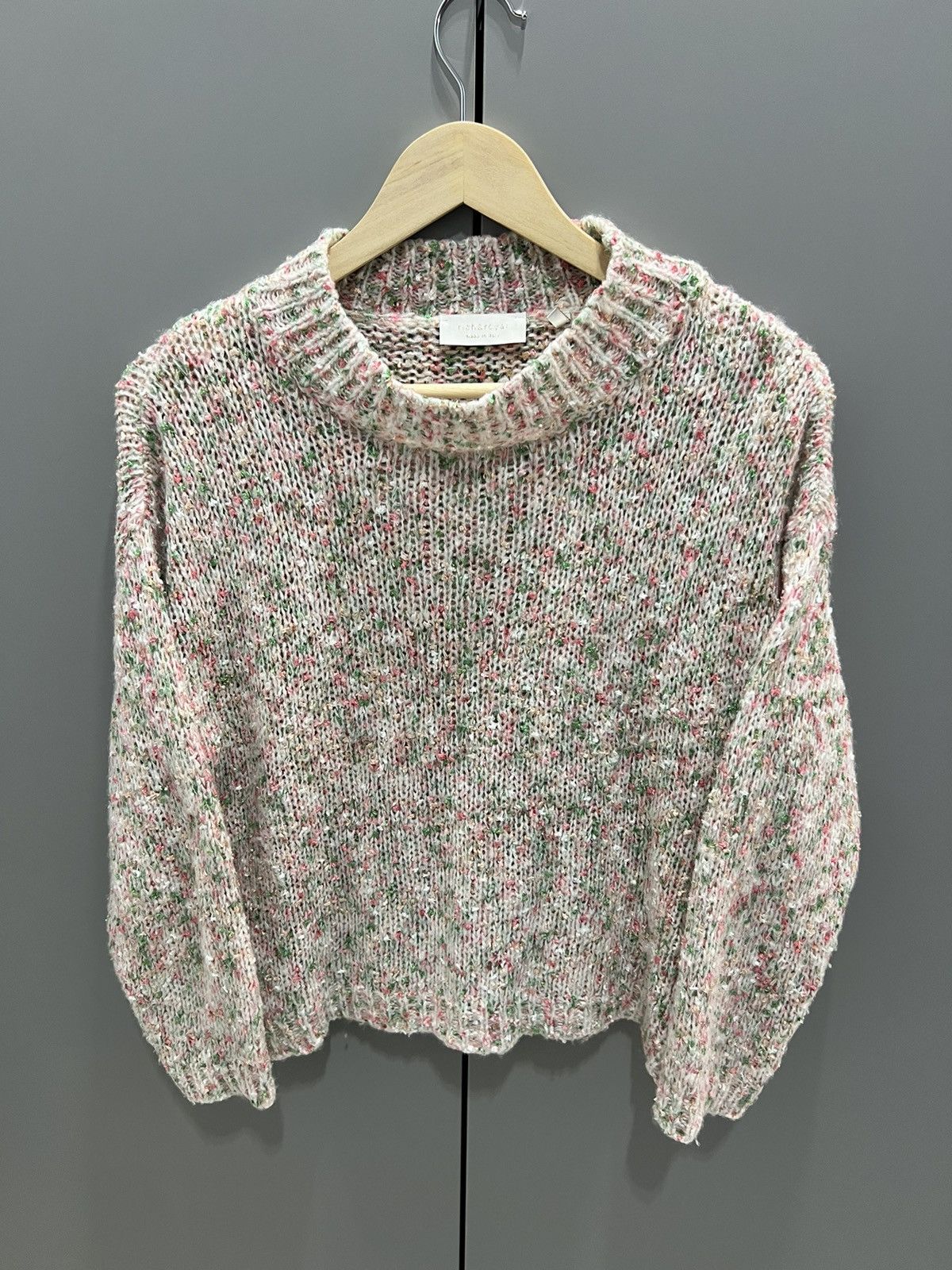 If Six Was Nine Rich Royal Sweater Made in Italy Floral Knit Crew Neck Size M / US 6-8 / IT 42-44 - 8 Thumbnail