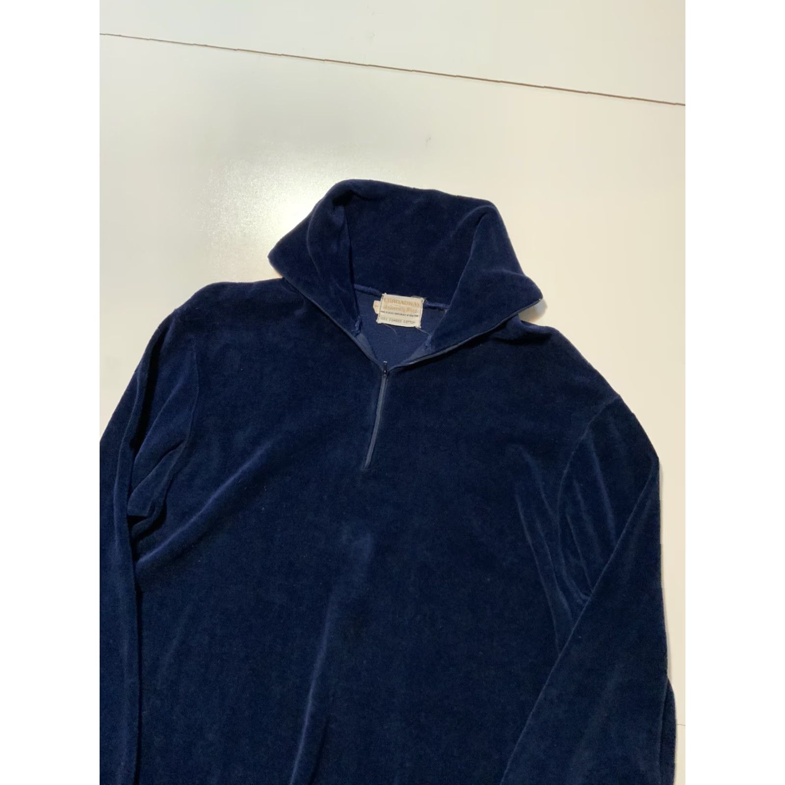 Vintage VINTAGE The Broadway University Shop Velour Zip Pullover Shirt L Mens 70s Combed Cotton Velour 44 Chest 30" Size US L / EU 52-54 / 3 - 3 Thumbnail