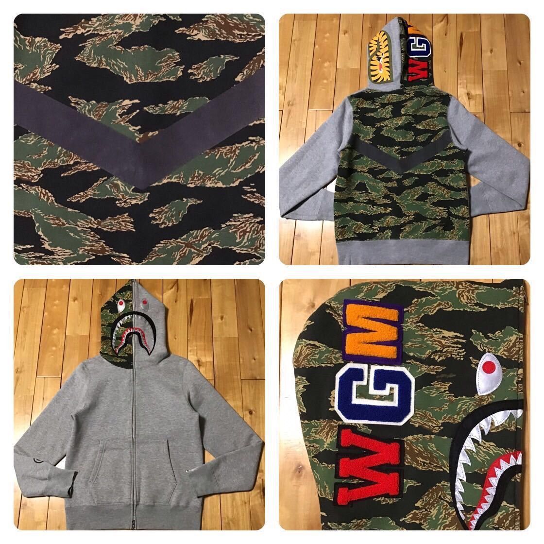 image of 2013 Zozo Limited Reflector Shark Full Zip Hoodie Bape Ape in Gray/Green, Men's (Size Small)