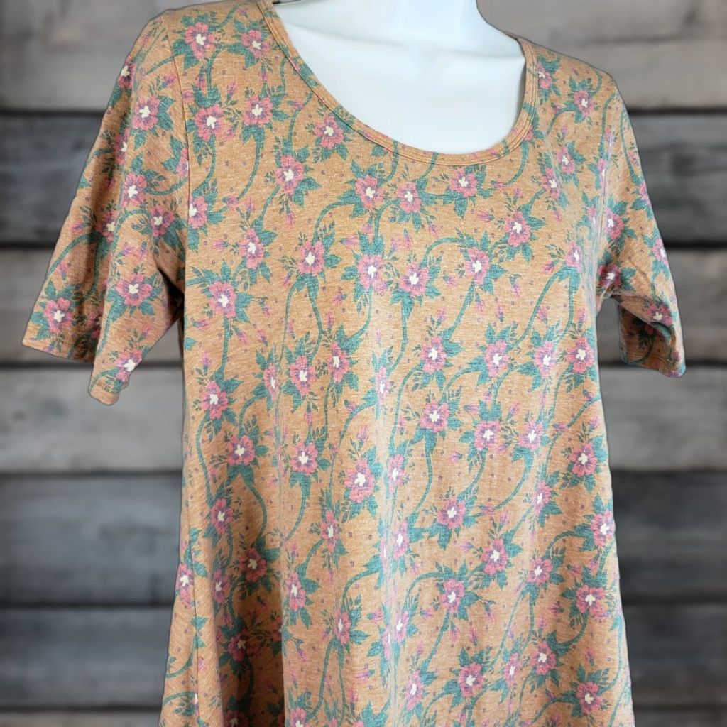 Vintage LuLaRoe Perfect T Womens XS Pink Floral Short Sleeve Cotton Blend Shirt New with Tags Size 26" / US 2 / IT 38 - 1 Thumbnail