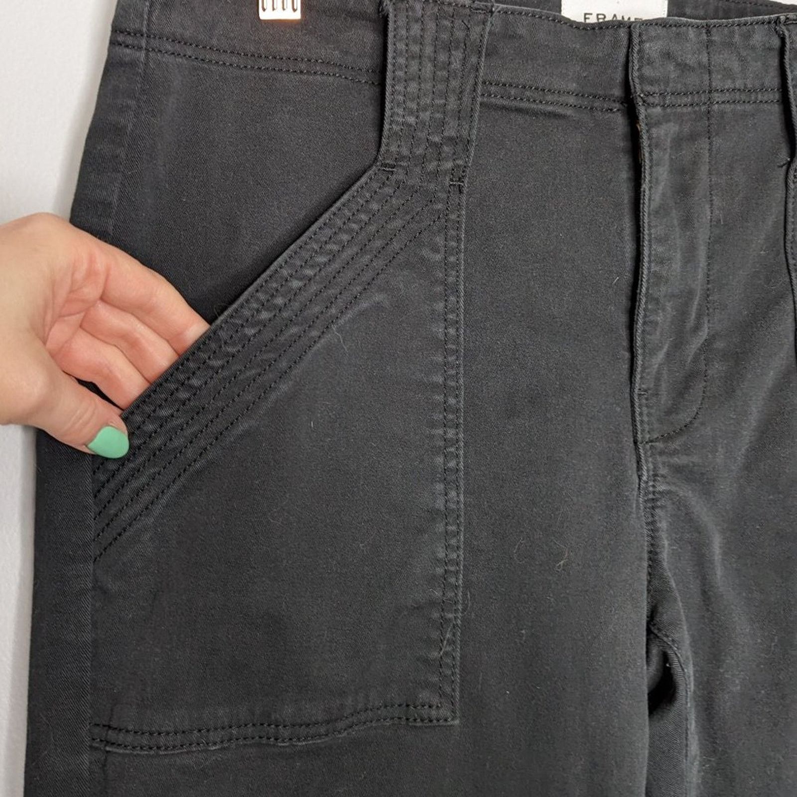 Frame Frame Washed Black Banded Bottom Trapunto Moto Pant Anke Zip Size 30" / US 8 / IT 44 - 5 Thumbnail