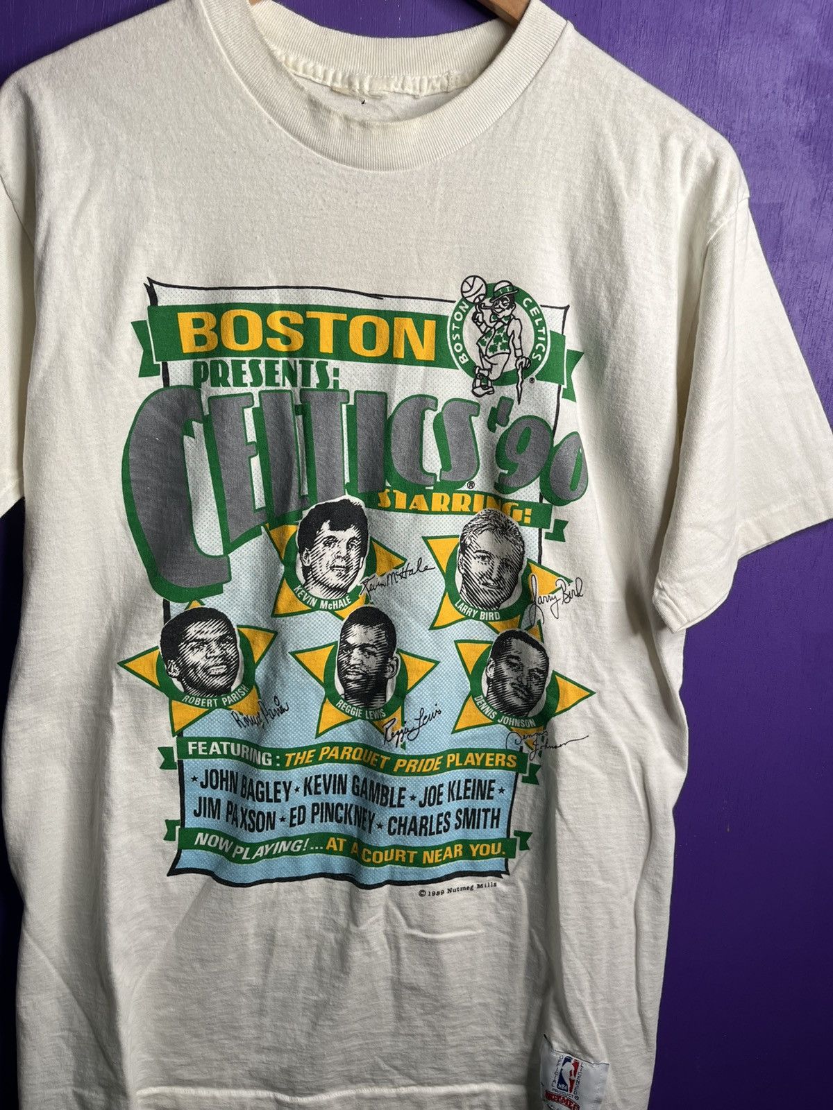 Vintage 1990 Nutmeg Boston Celtics stars t-shirt