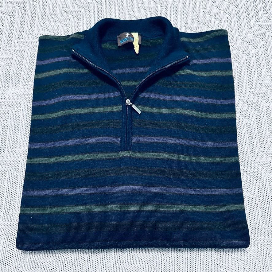 Toscano Toscano striped quarter zip pullover Size US L / EU 52-54 / 3 - 1 Thumbnail