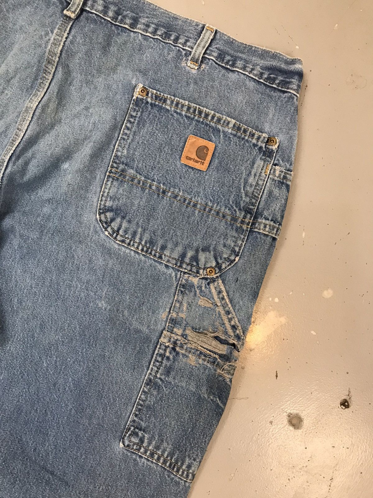 Carhartt × Vintage Vintage Carhartt B273 DST distressed double knee denim Size US 40 / EU 56 - 13 Thumbnail