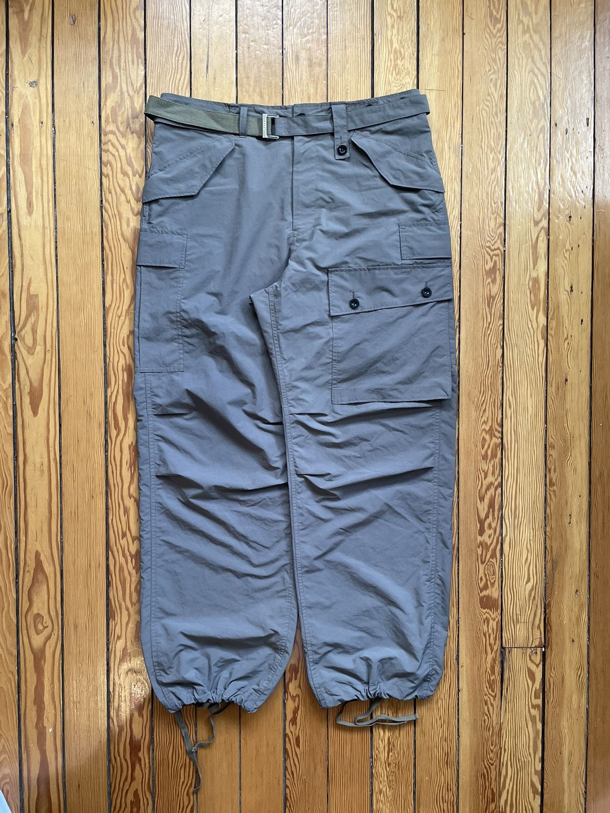 Sacai SACAI Taupe Matte Cargo Pants, Size 3, Grey,Adjustable waist Size US 34 / EU 50 - 1 Thumbnail