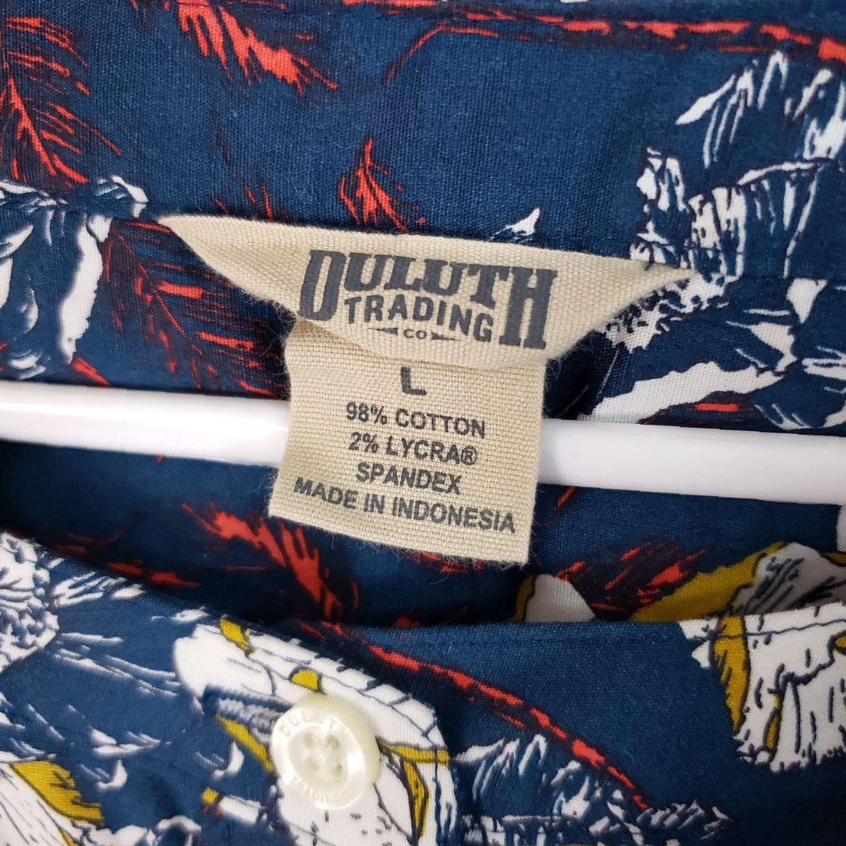 Vintage Duluth Womens Wrinklefighter Tunic Large Blue White Floral Button Front Shirt Size L / US 10 / IT 46 - 5 Thumbnail