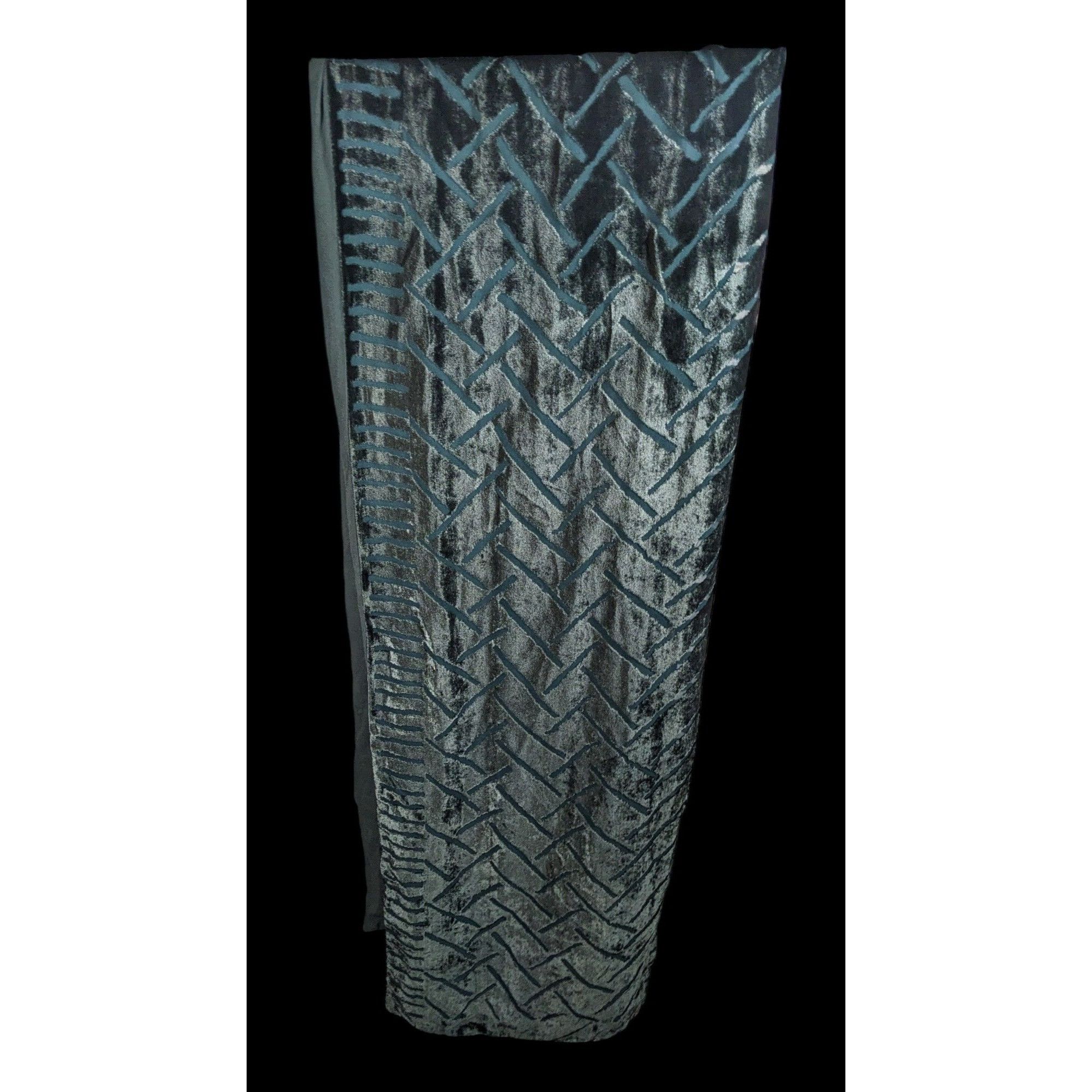 Other Vintage Dark Blue Criss Cross Geometric Velvet Burnout Scarf Size ONE SIZE - 1 Thumbnail