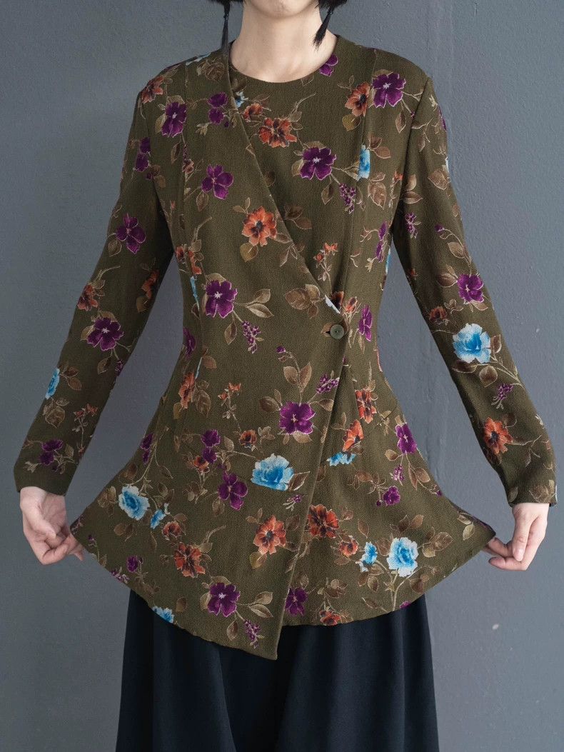 Kenzo 1990s KENZO Vintage Floral Diagonal Placket Top - dmc Size US S / EU 44-46 / 1 - 1 Thumbnail