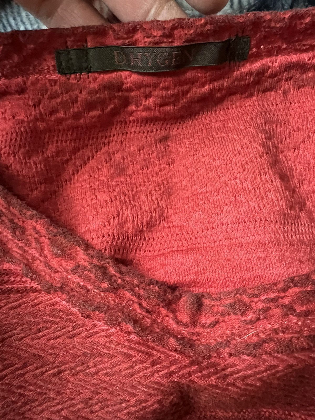 D.Hygen × Devoa D Hygen Cold-dye Jacquard Striped Layered T-Shirt redxblack Size US M / EU 48-50 / 2 - 7 Thumbnail