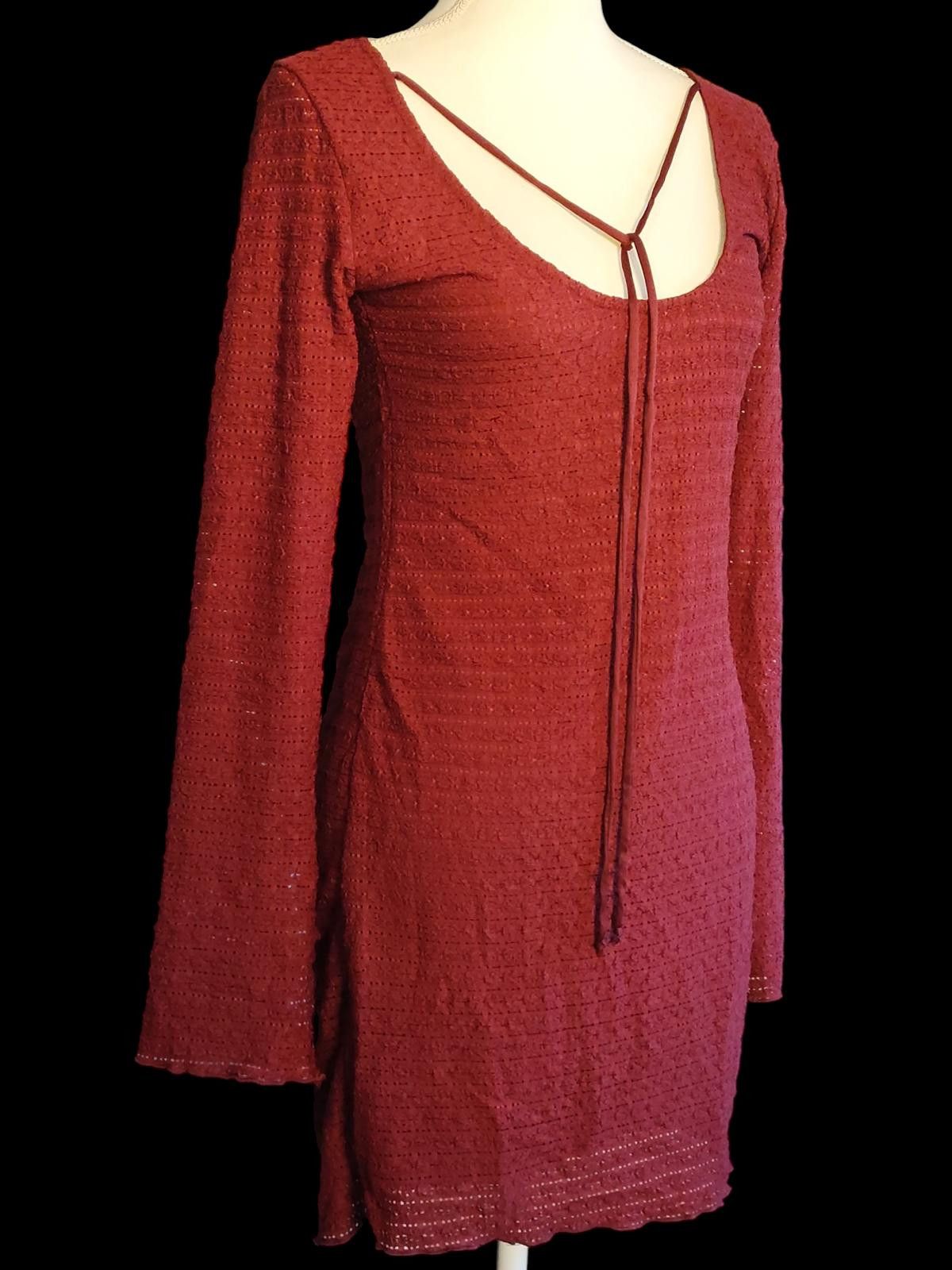 Other Wild Fable Women's Long Sleeve Burgundy Knit Dress Size S / US 4 / IT 40 - 4 Thumbnail