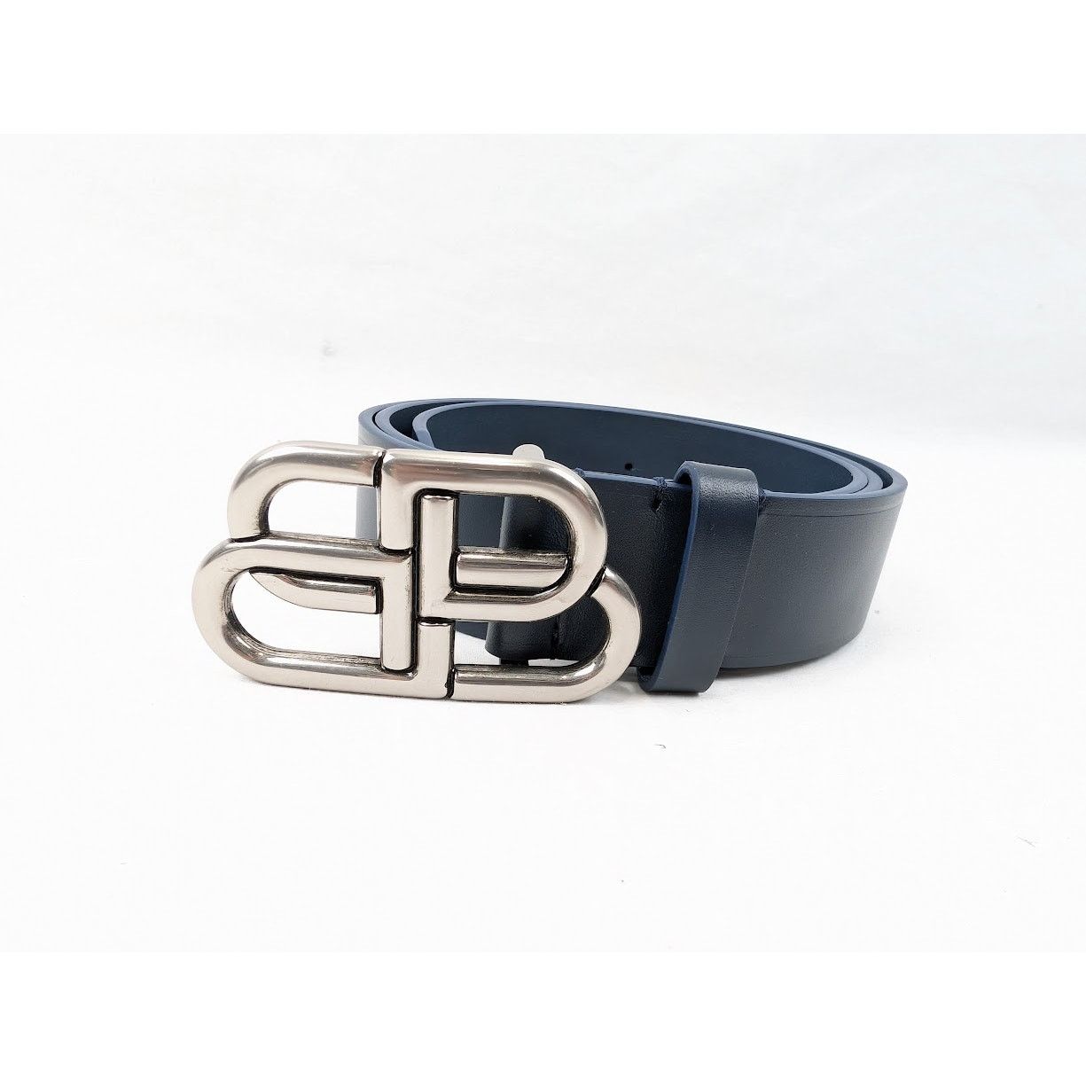 Balenciaga o1rshd1 Size:100 / Natural Calf Large BB Belt in Navy Blue Size 40 - 1 Thumbnail